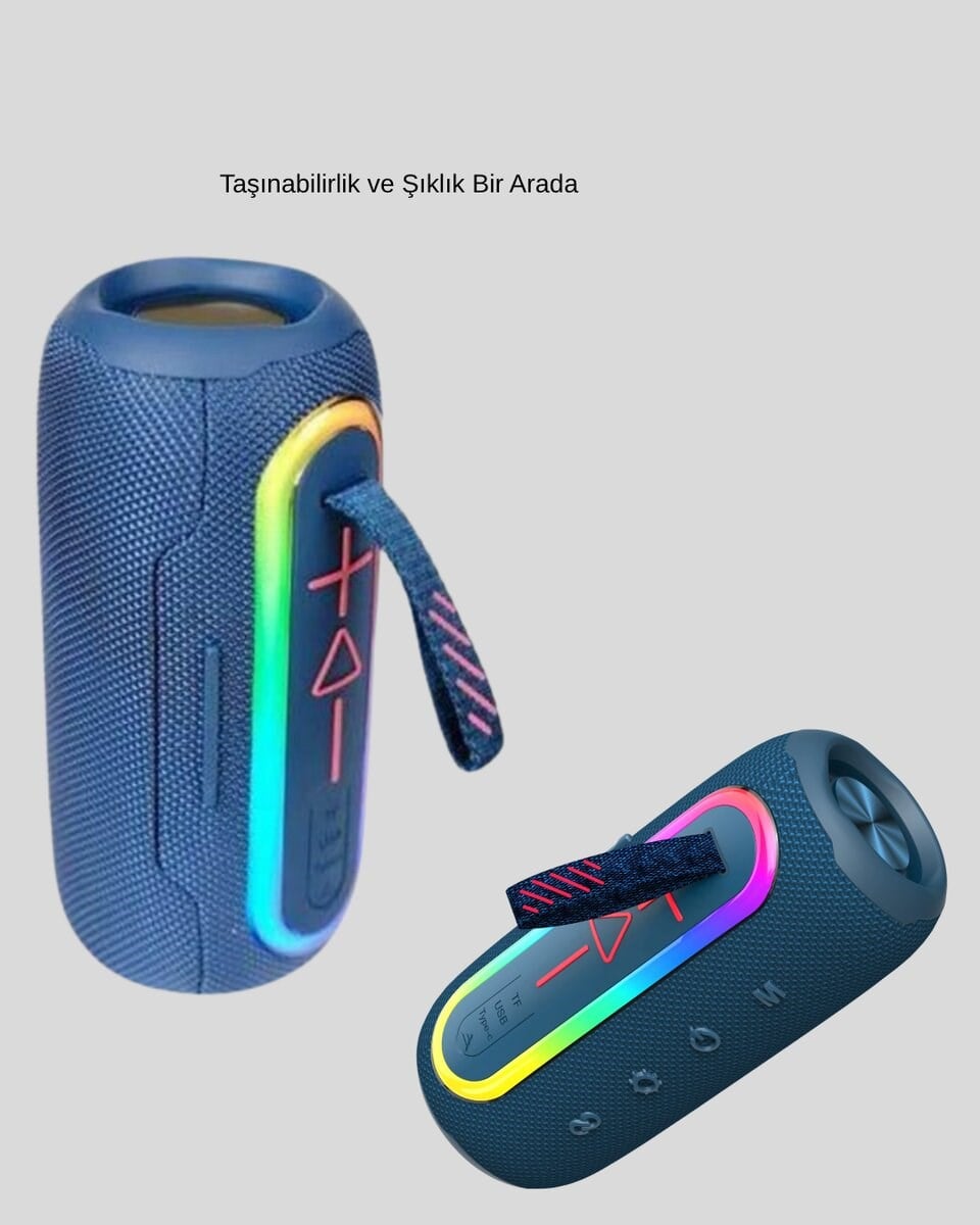 Mini Mavi Bluetooth Hoparlör Şık Görünüm ve Taşınabilir Güçlü Ses