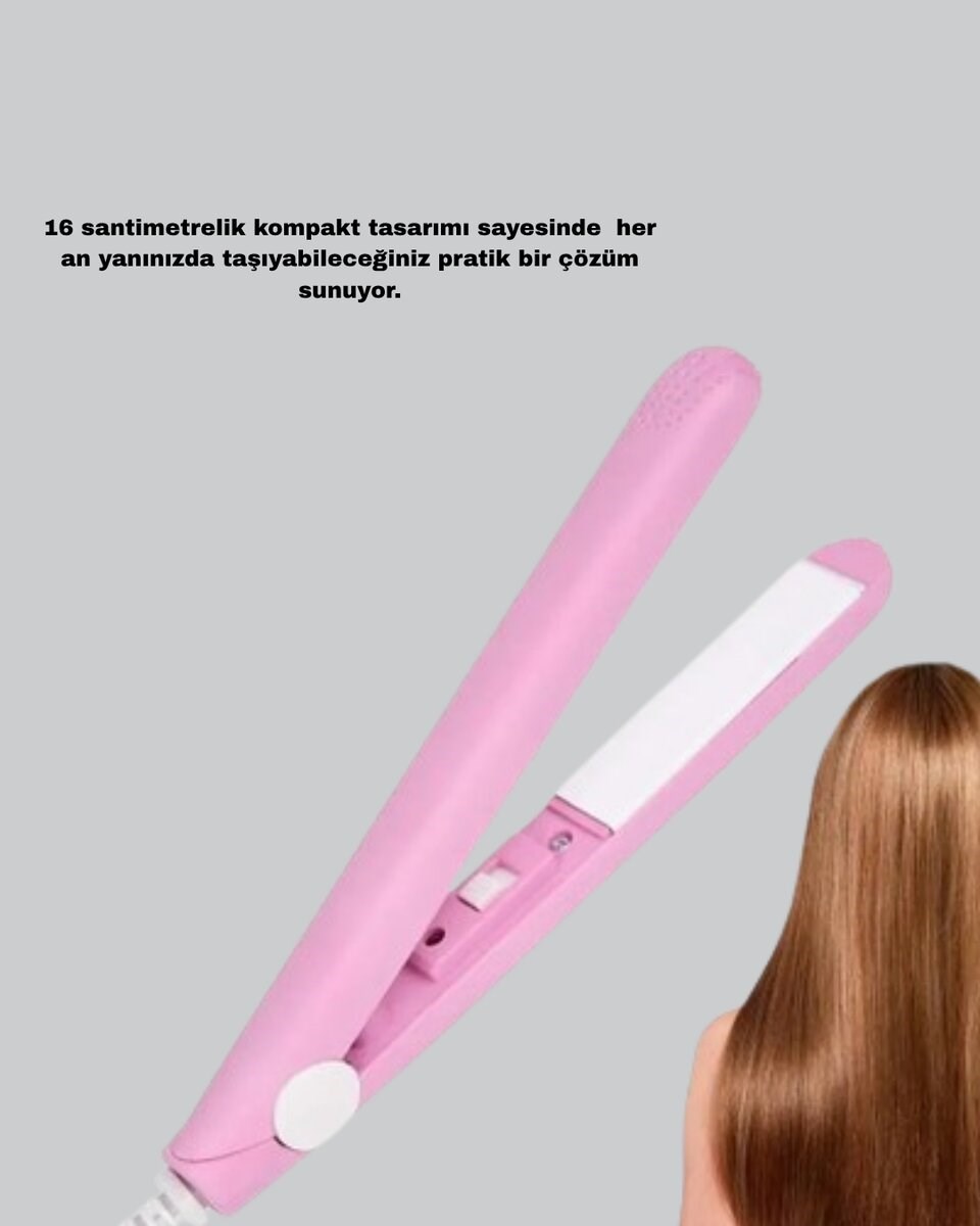 Mini Seramik Saç Düzleştirici – Kompakt Boy, 180°C Hızlı Isınma, Seyahat Tipi