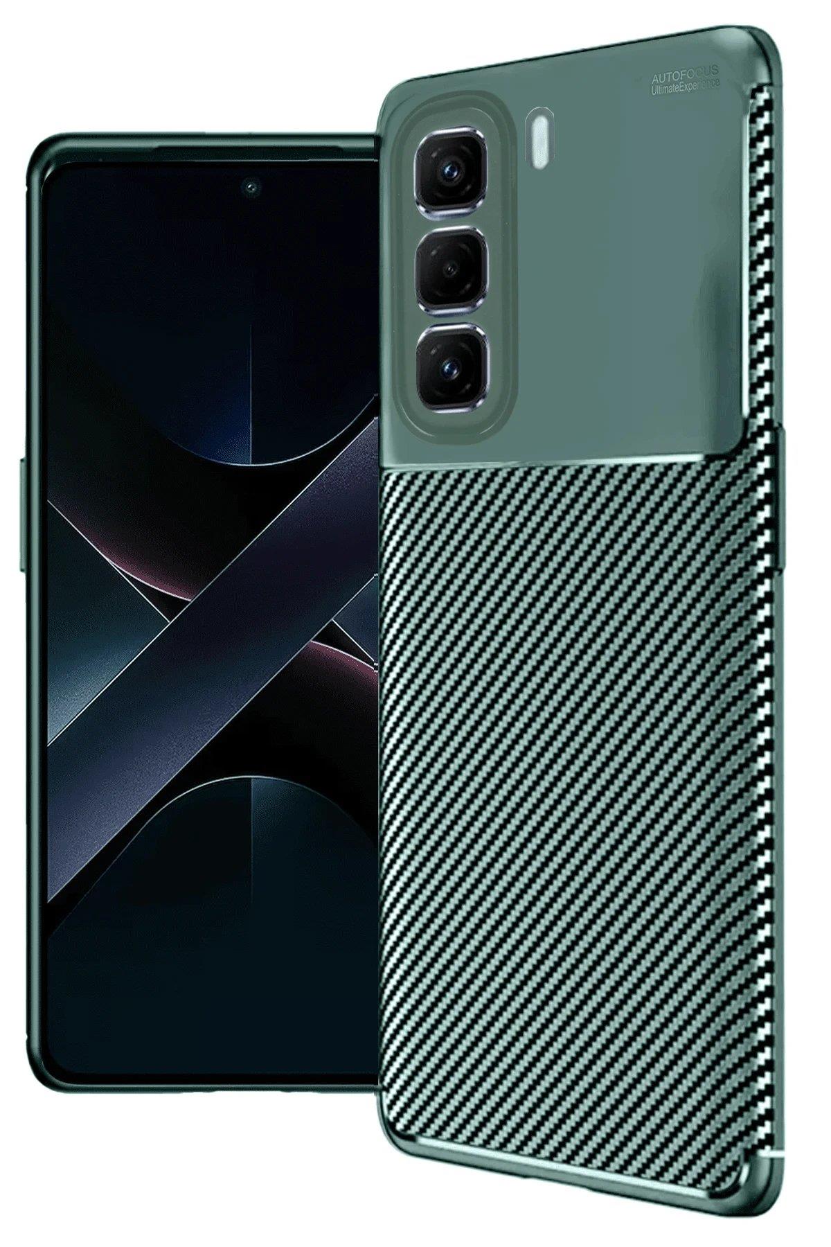 Newface İnfinix Hot 50 Pro Plus 4G Auto Focus Karbon Kapak - Koyu Yeşil