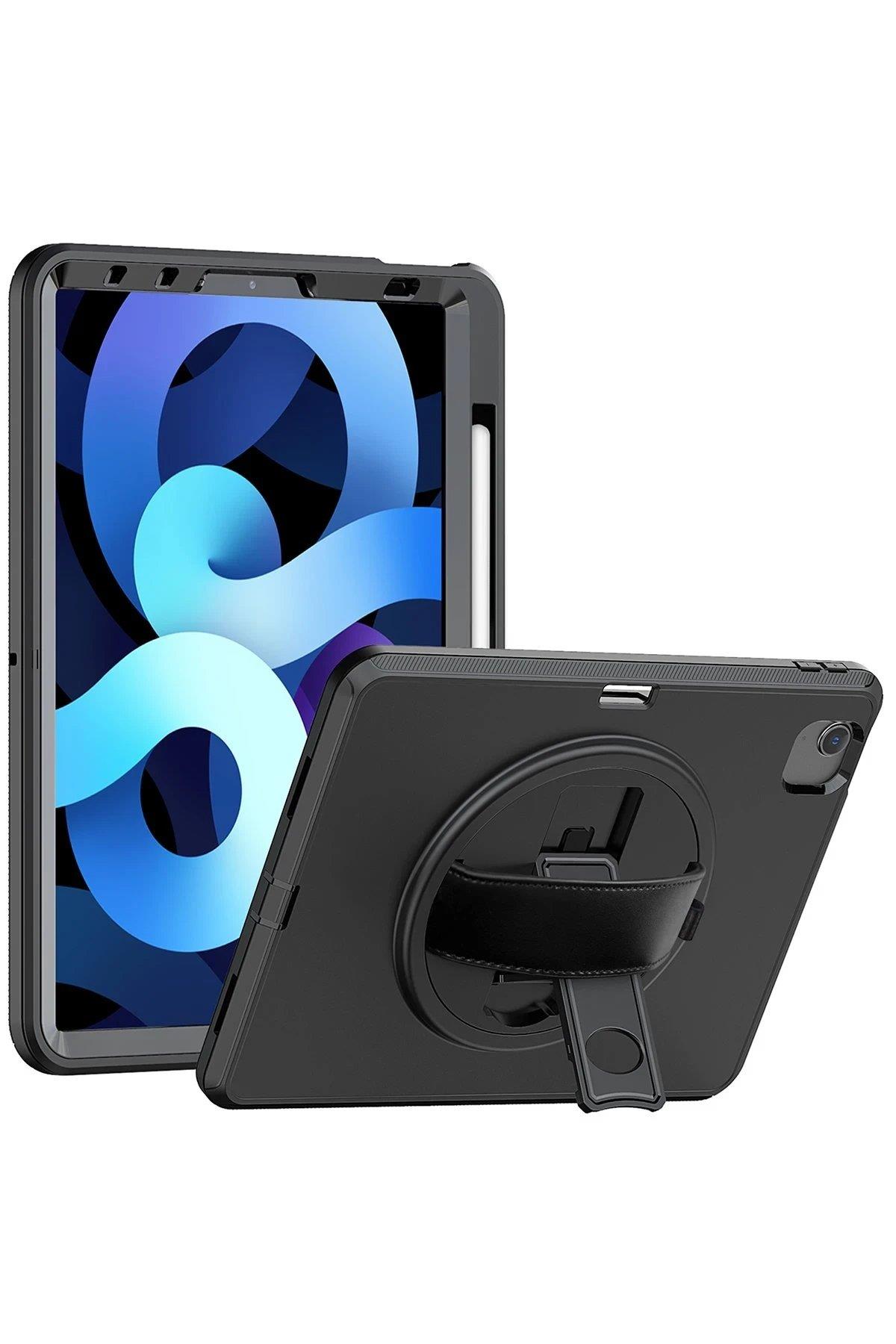 Newface iPad 2022 10.9 (10.nesil) Kılıf Hand Strap Tablet Kılıfı - Siyah