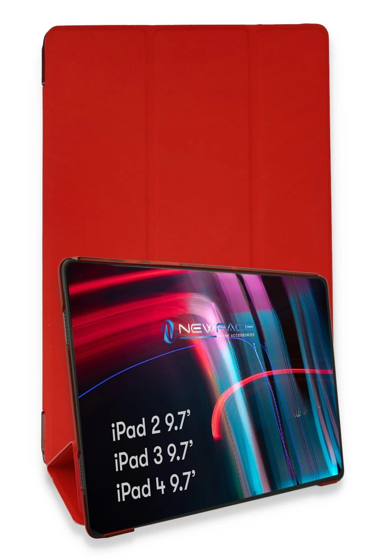 Newface iPad 4 9.7 Kılıf Tablet Smart Kılıf - Kırmızı