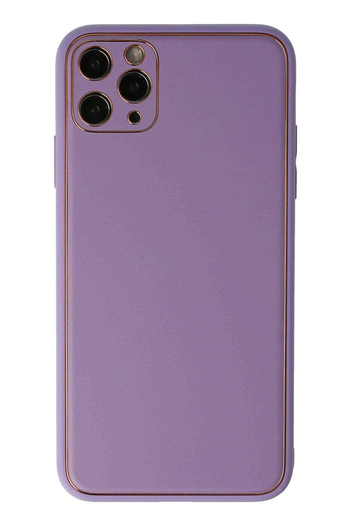 Newface iPhone 11 Pro Kılıf Coco Deri Silikon Kapak - Lila