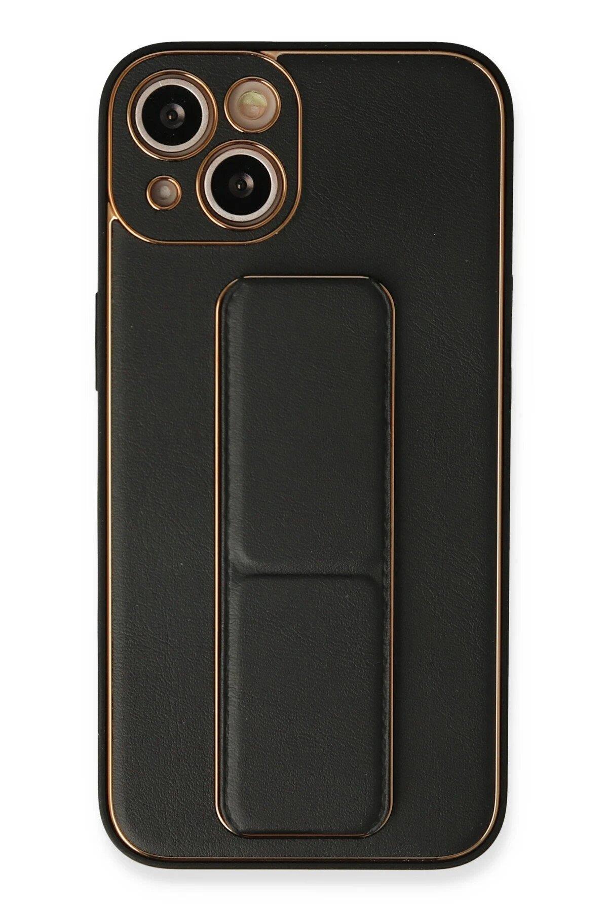 Newface iPhone 13 Kılıf Coco Deri Standlı Kapak - Siyah