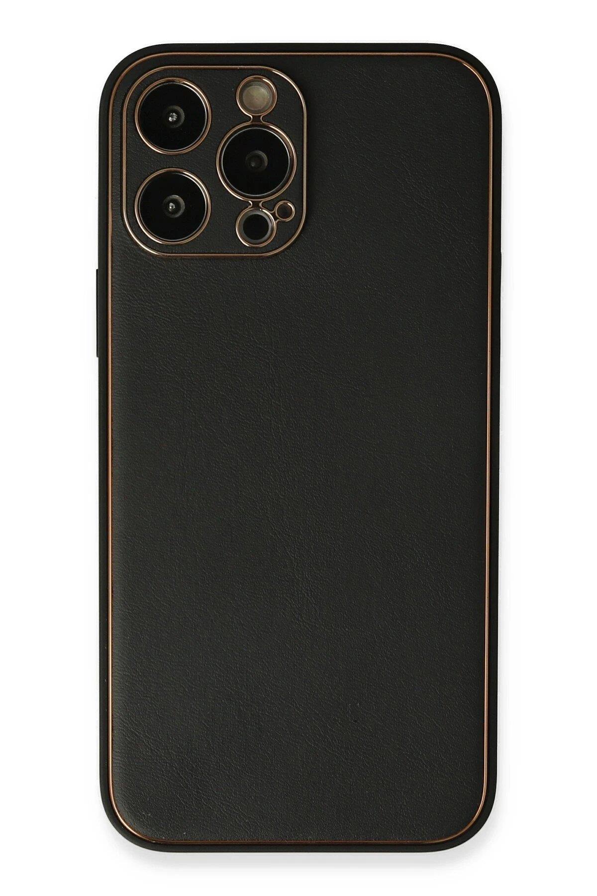 Newface iPhone 13 Pro Max Kılıf Coco Deri Silikon Kapak - Siyah