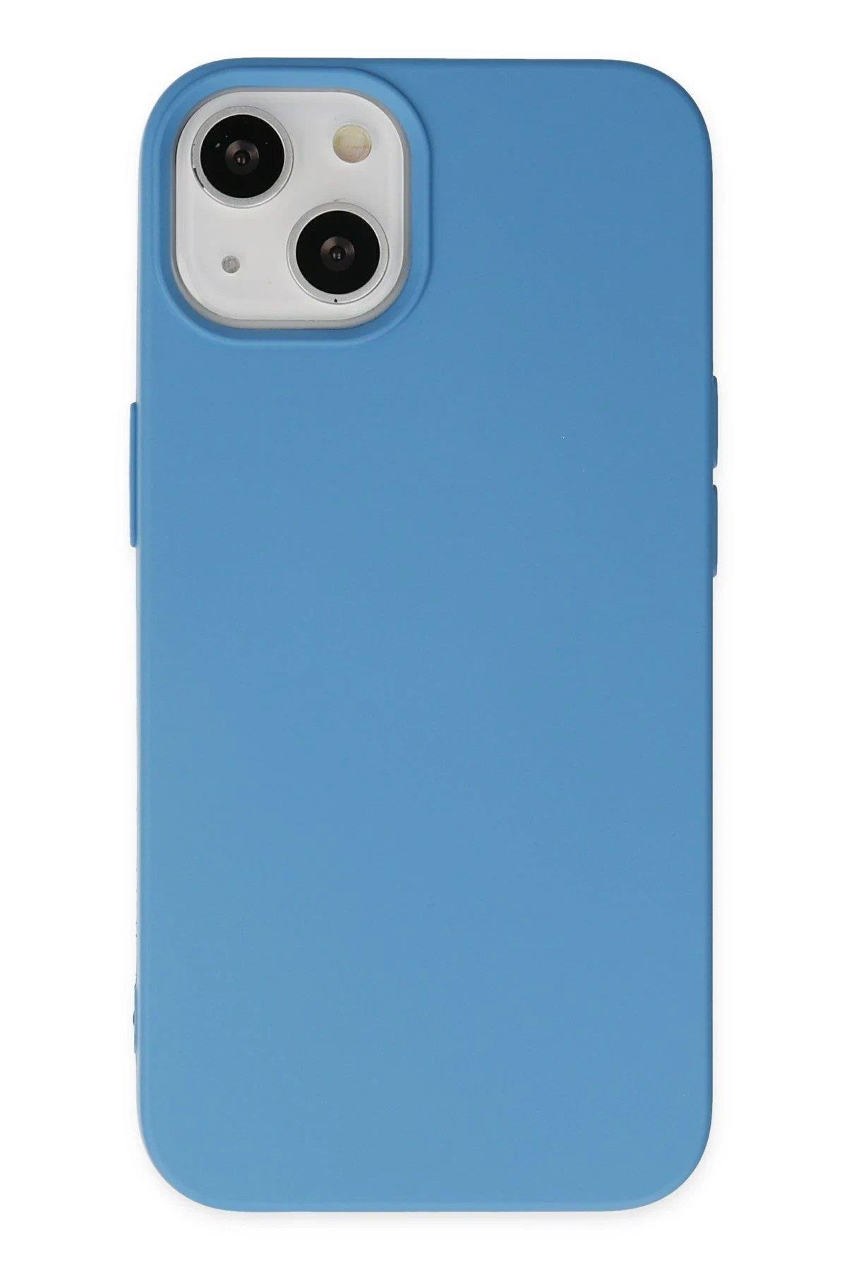 Newface iPhone 14 Kılıf Nano içi Kadife Silikon - Mavi