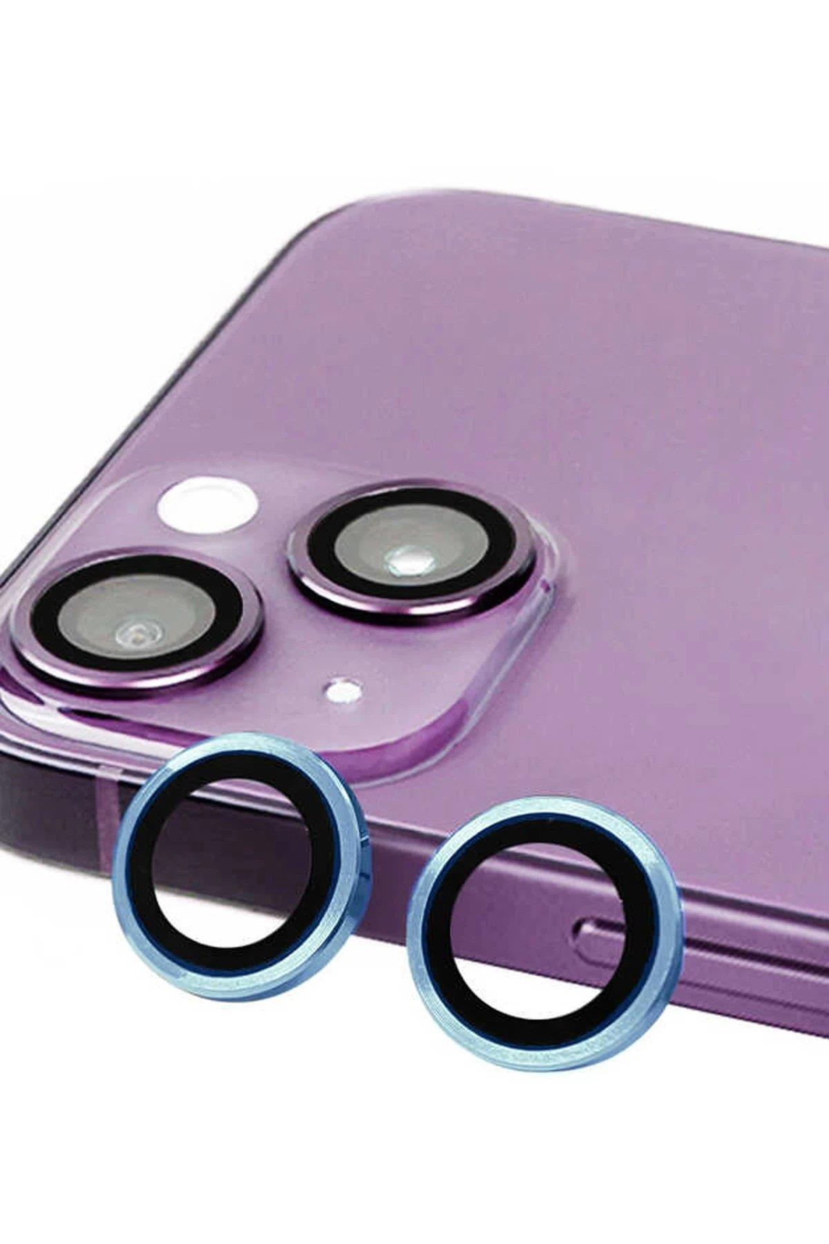 Newface iPhone 14 Plus Raze Metal Kamera Lens - Mavi