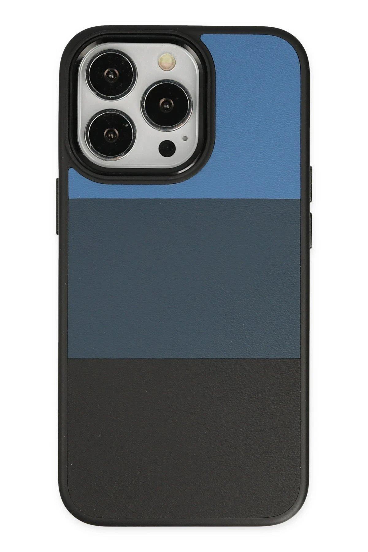 Newface iPhone 14 Pro Max Kılıf King Kapak - Mavi-Siyah