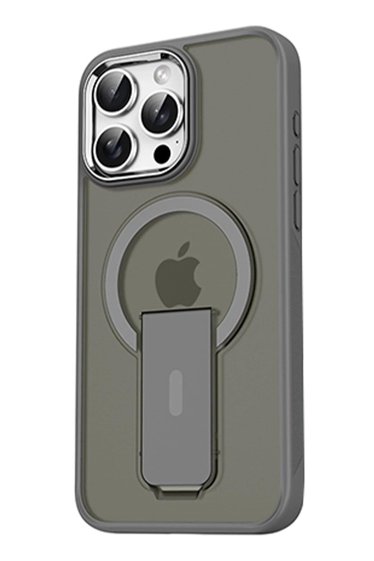 Newface iPhone 14 Pro Tork Magsafe Standlı Kapak - Titan Gri