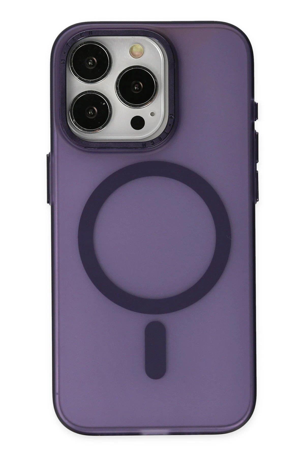 Newface iPhone 15 Pro Max Kılıf Lodos Magneticsafe Mat Kapak - Mor