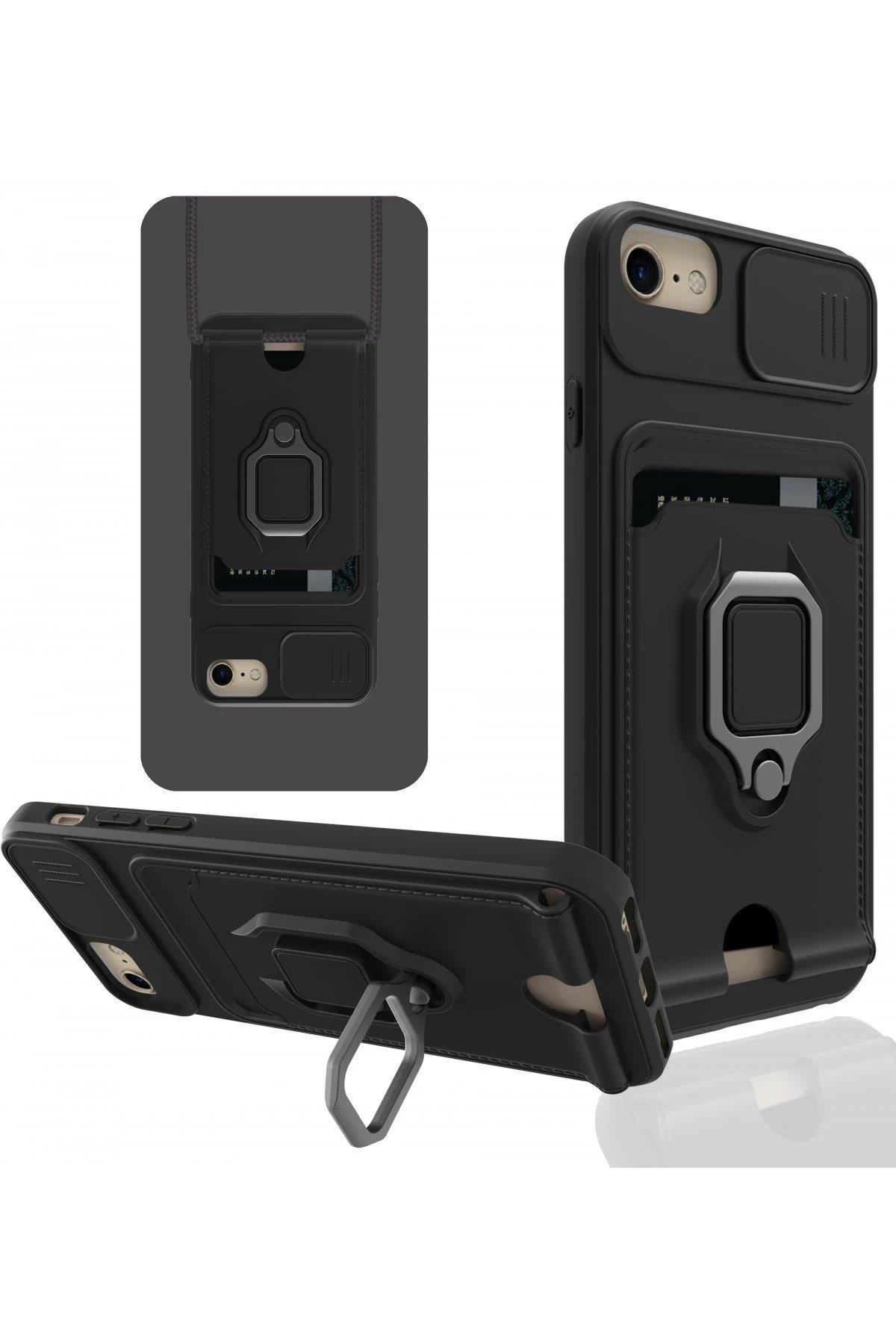 Newface iPhone 6 Kılıf Zuma Kartvizitli Yüzüklü Silikon - Siyah