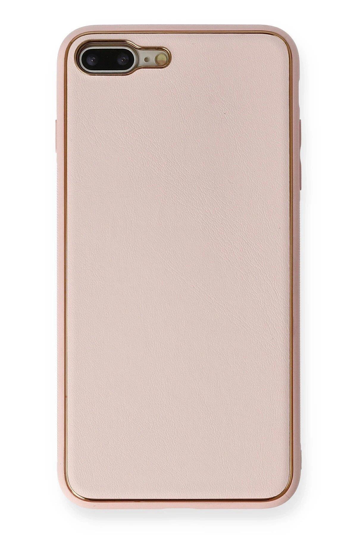 Newface iPhone 7 Plus Kılıf Coco Deri Silikon Kapak - Pembe