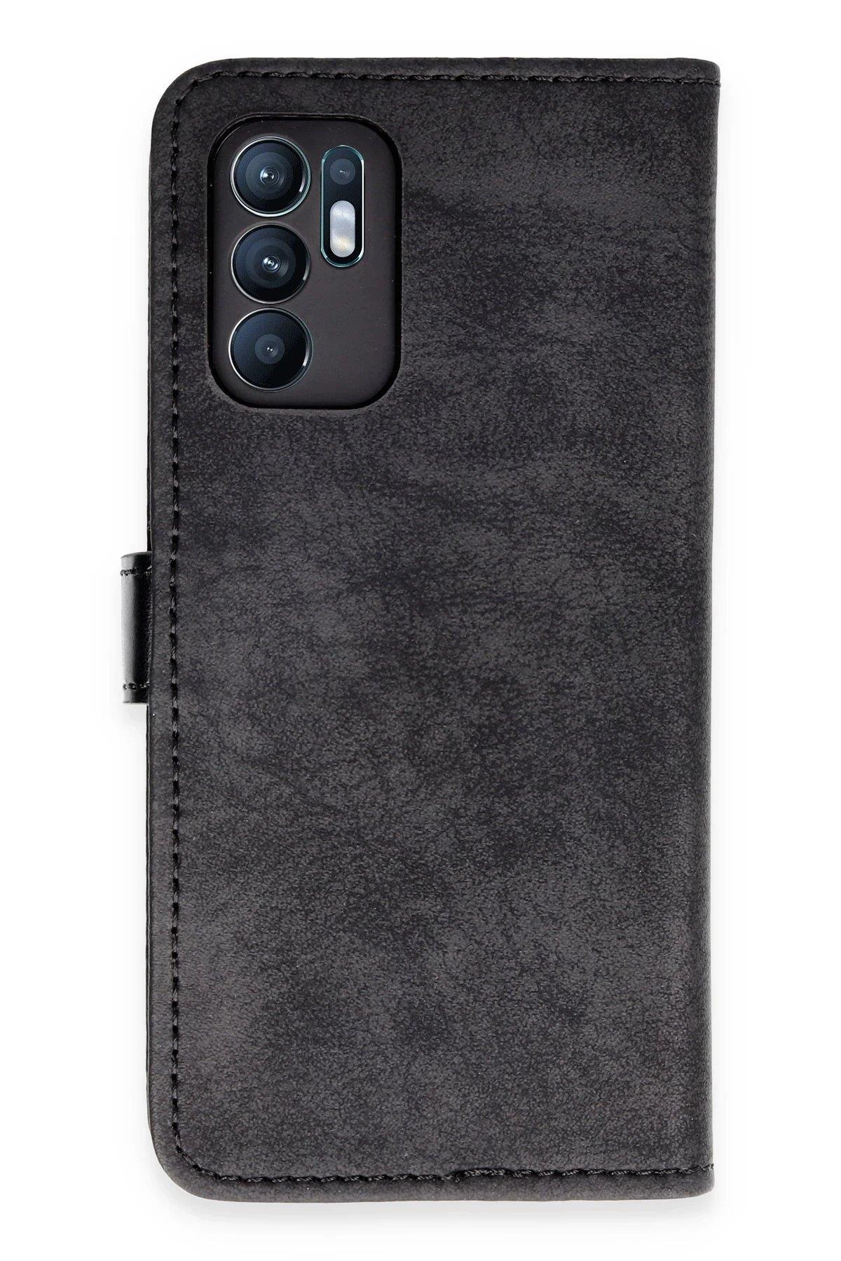 Newface Oppo Reno 6 Kılıf Trend S Plus Kapaklı Kılıf - Siyah