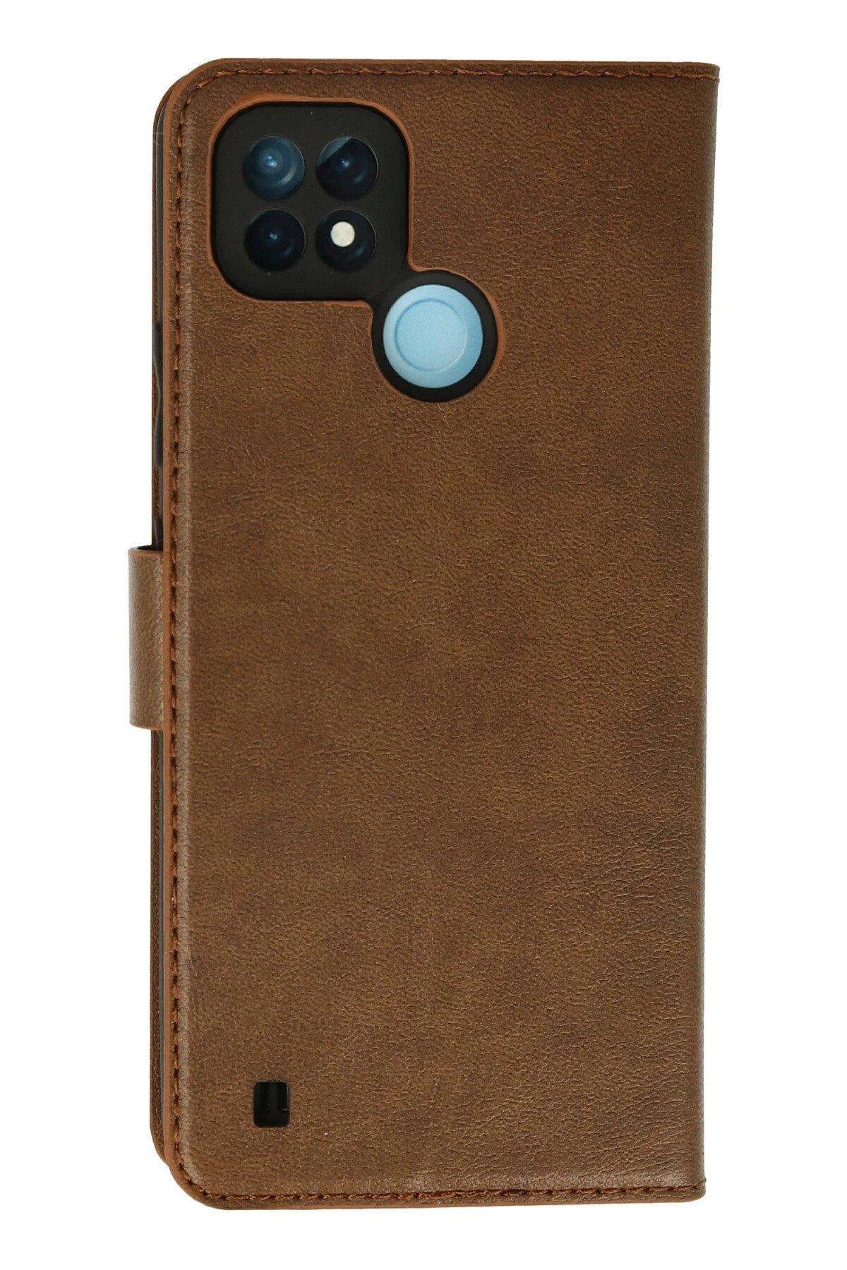 Newface Realme C21 Kılıf Trend S Plus Kapaklı Kılıf - Taba