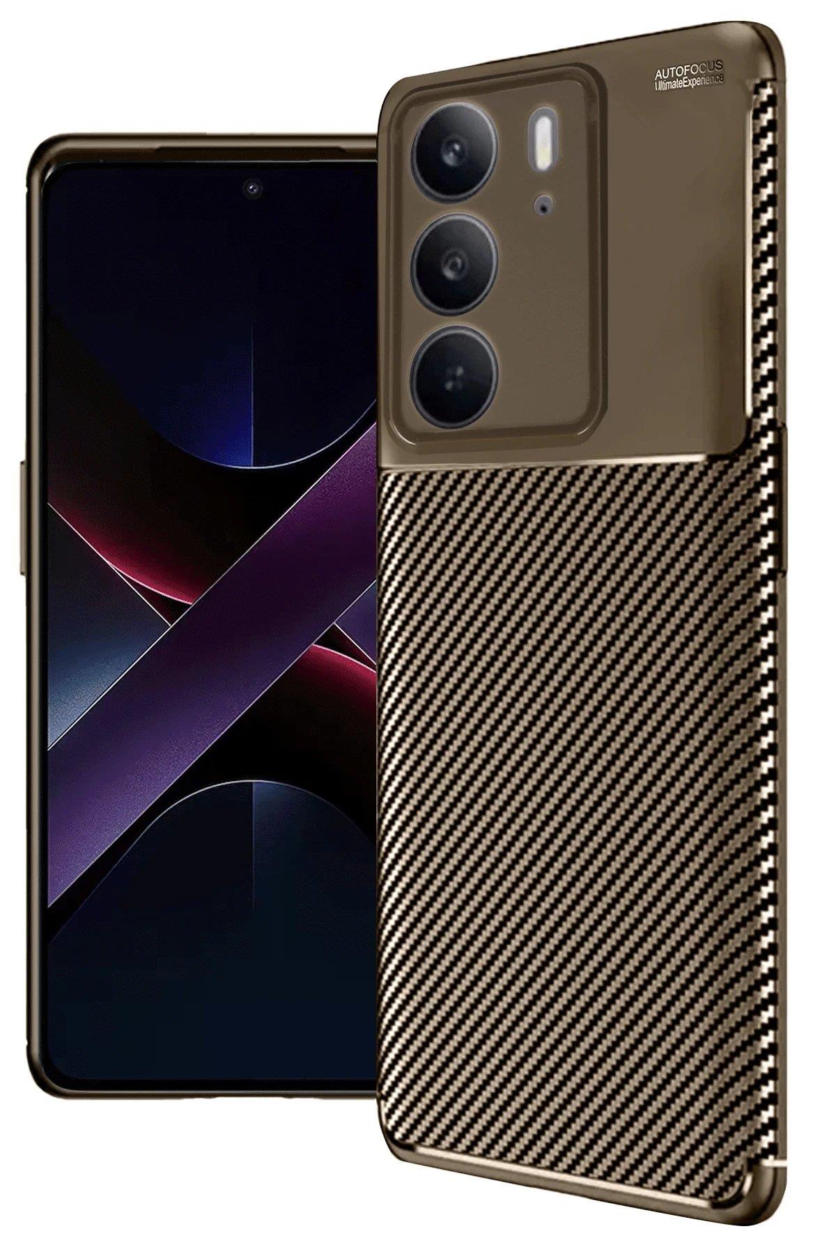 Newface Realme C75 4G Auto Focus Karbon Kapak - Kahverengi