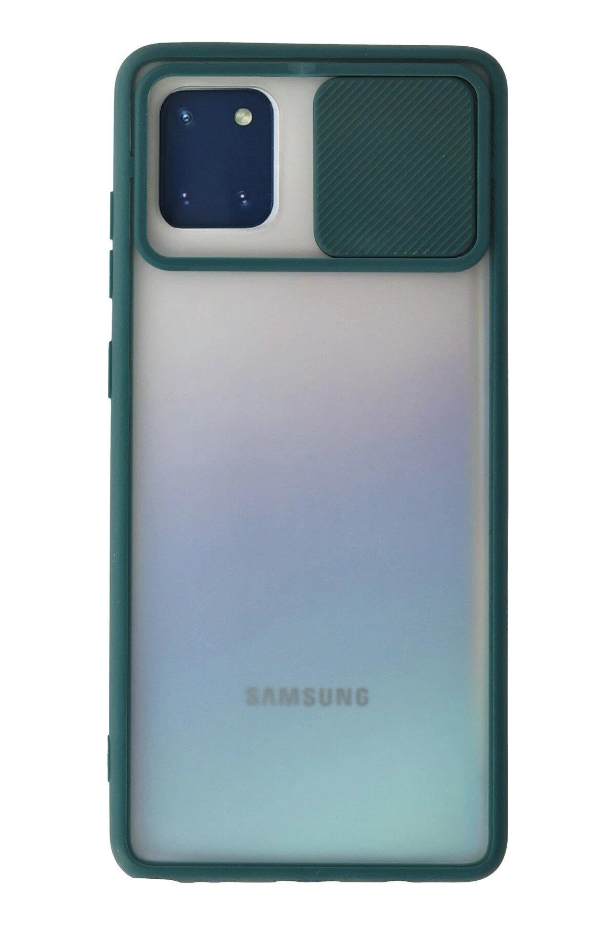 Newface Samsung Galaxy A81 / Note 10 Lite Kılıf Palm Buzlu Kamera Sürgülü Silikon - Yeşil