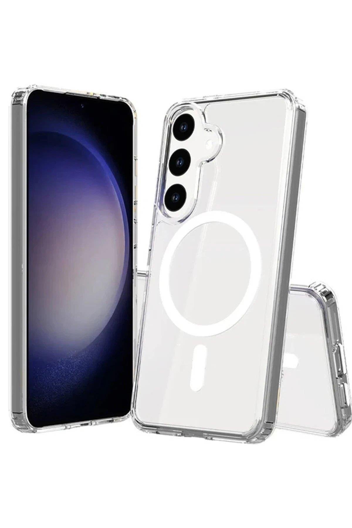 Newface Samsung Galaxy S24 Plus Kılıf Magneticsafe Şeffaf Silikon - Şeffaf