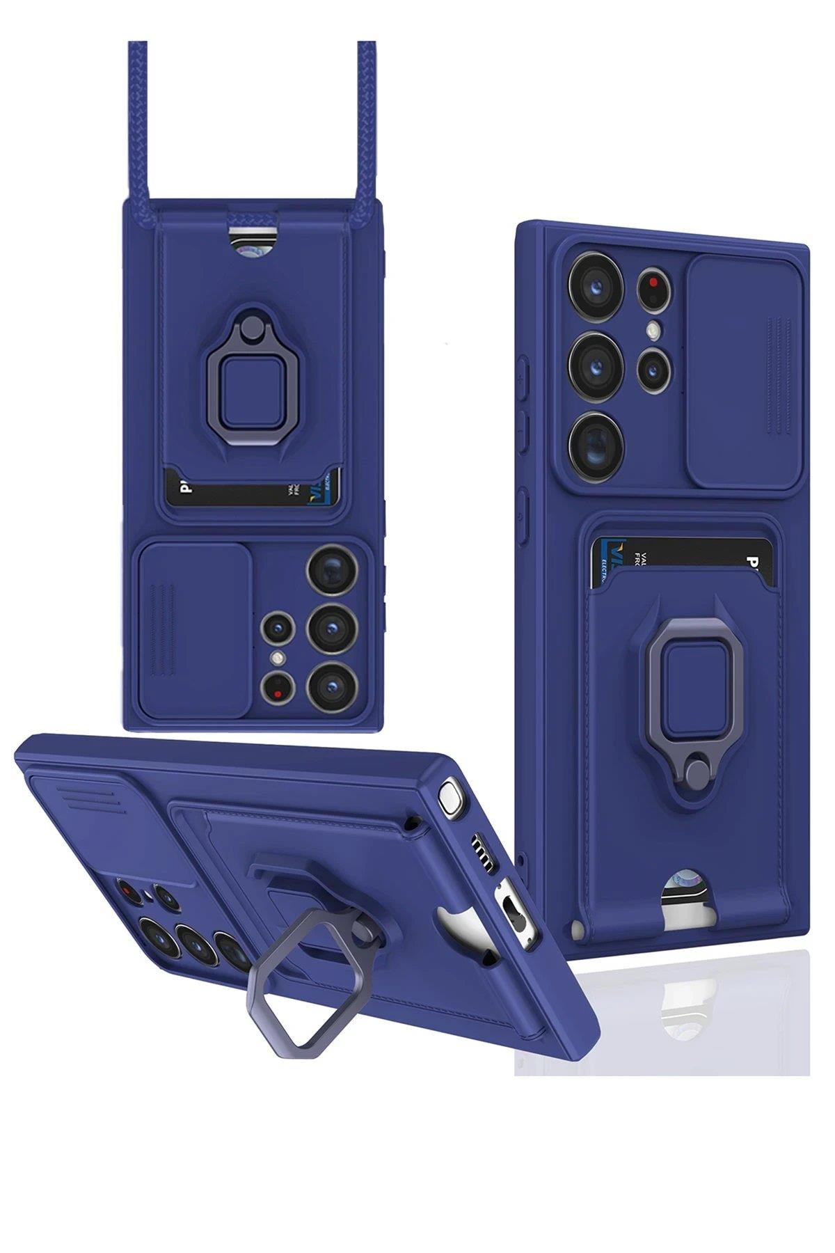 Newface Samsung Galaxy S24 Ultra Kılıf Zuma Kartvizitli Yüzüklü Silikon - Lacivert