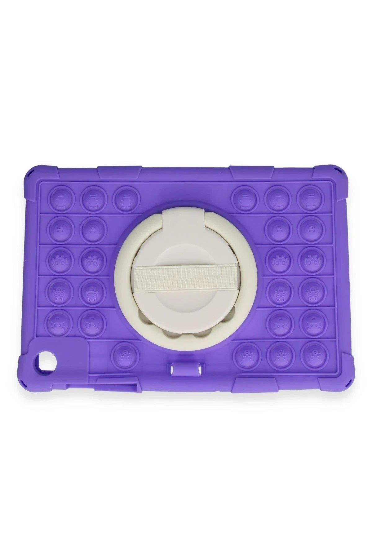 Newface Samsung Galaxy Tab A9 Plus Kılıf Patpat El Tutma Aparatlı Standlı Tablet Silikon - Mor