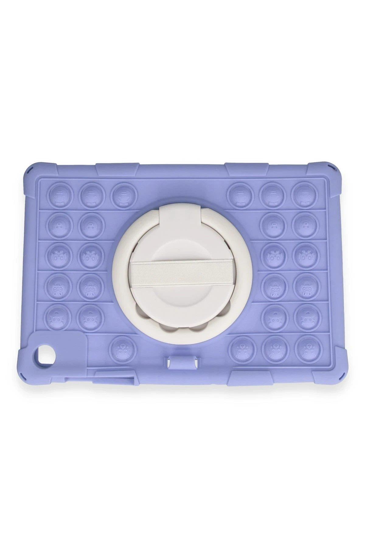Newface Samsung Galaxy Tab A9 Plus Kılıf Patpat El Tutma Aparatlı Standlı Tablet Silikon - Lila