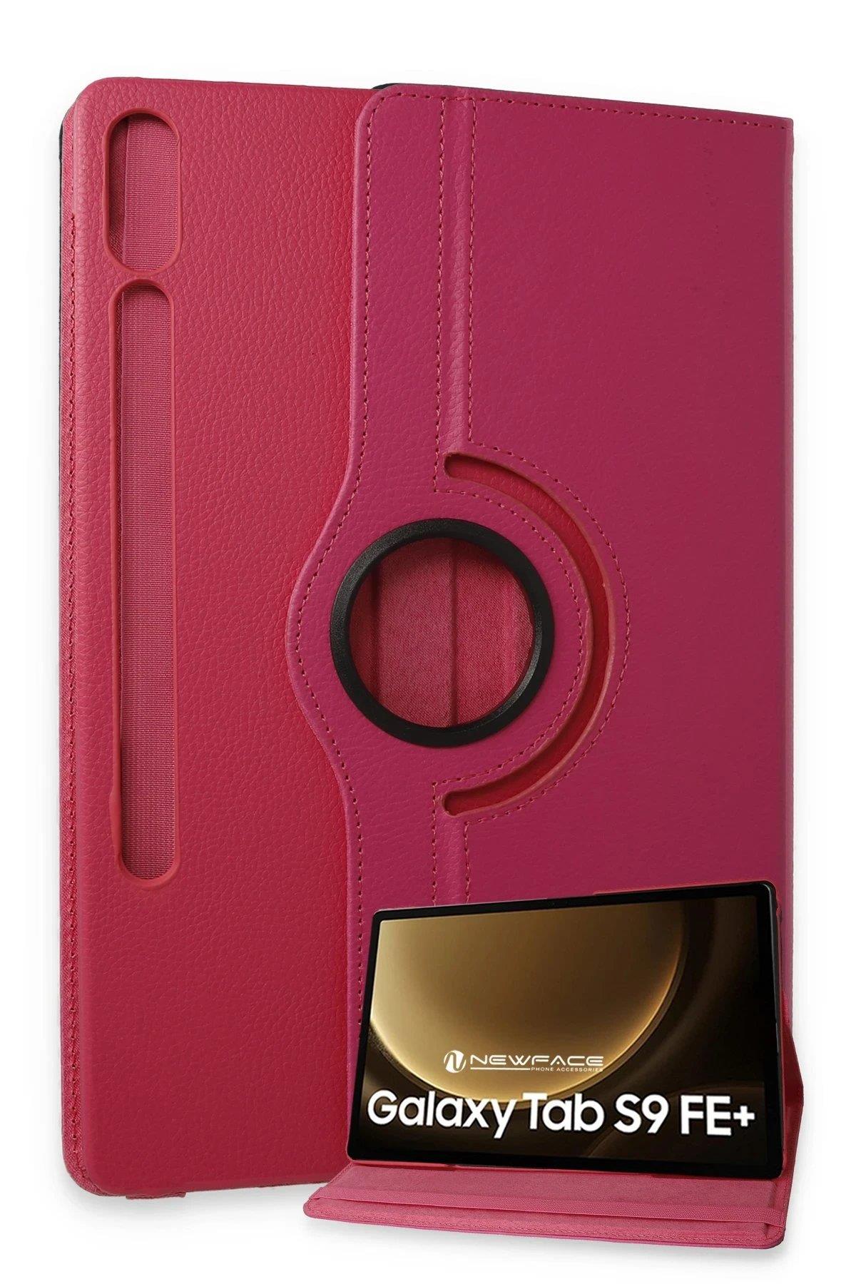 Newface Samsung Galaxy X610 Tab S9 FE Plus 12.4 Kılıf 360 Tablet Deri Kılıf - Pembe