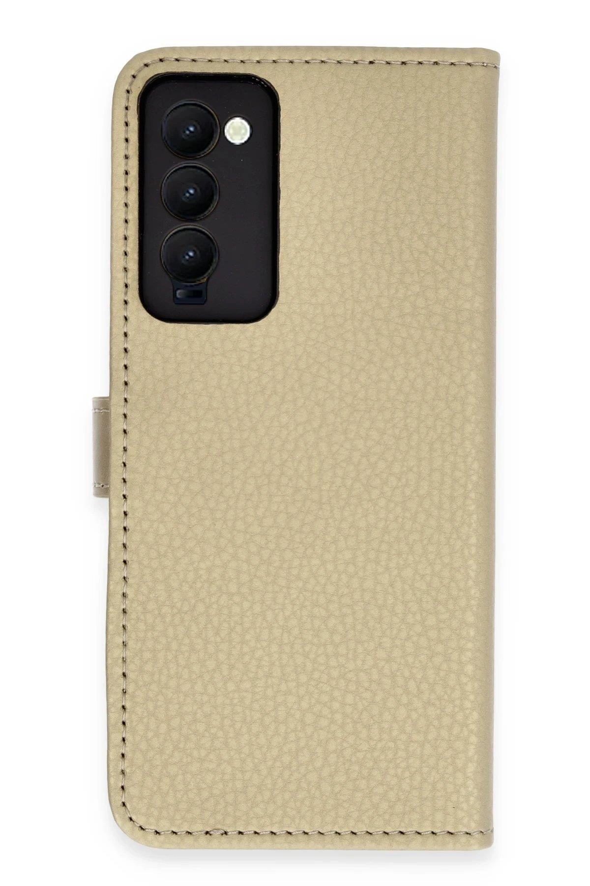 Newface Tecno Camon 18 Kılıf Trend S Plus Kapaklı Kılıf - Gold