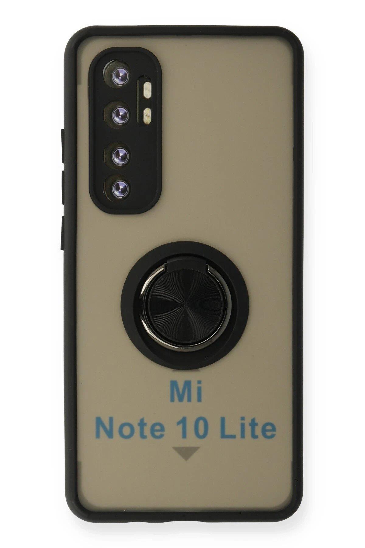 Newface Xiaomi Mi Note 10 Lite Kılıf Montreal Yüzüklü Silikon Kapak - Siyah