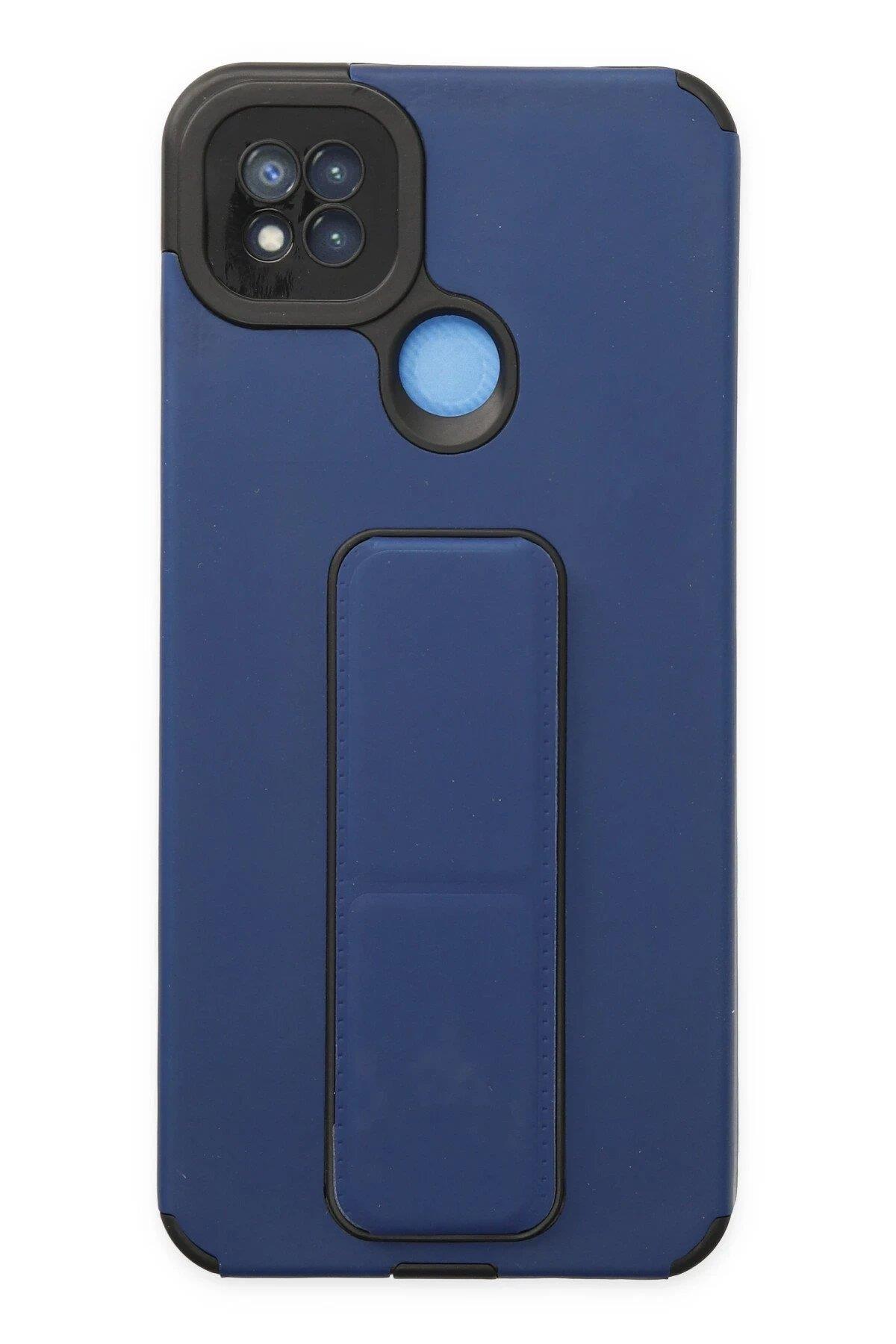 Newface Xiaomi Redmi 9C Kılıf Mega Standlı Silikon - Mavi