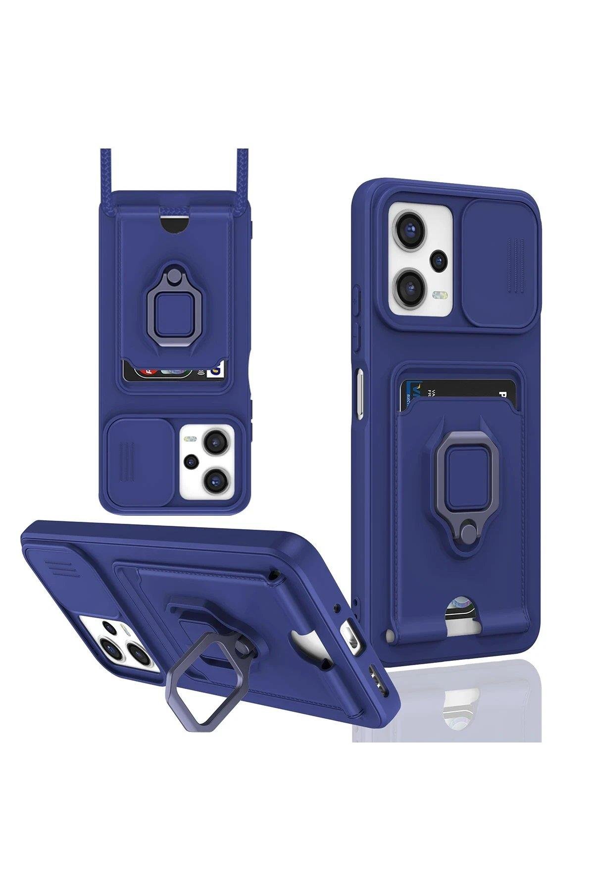Newface Xiaomi Redmi Note 12 Pro 5G Kılıf Zuma Kartvizitli Yüzüklü Silikon - Lacivert
