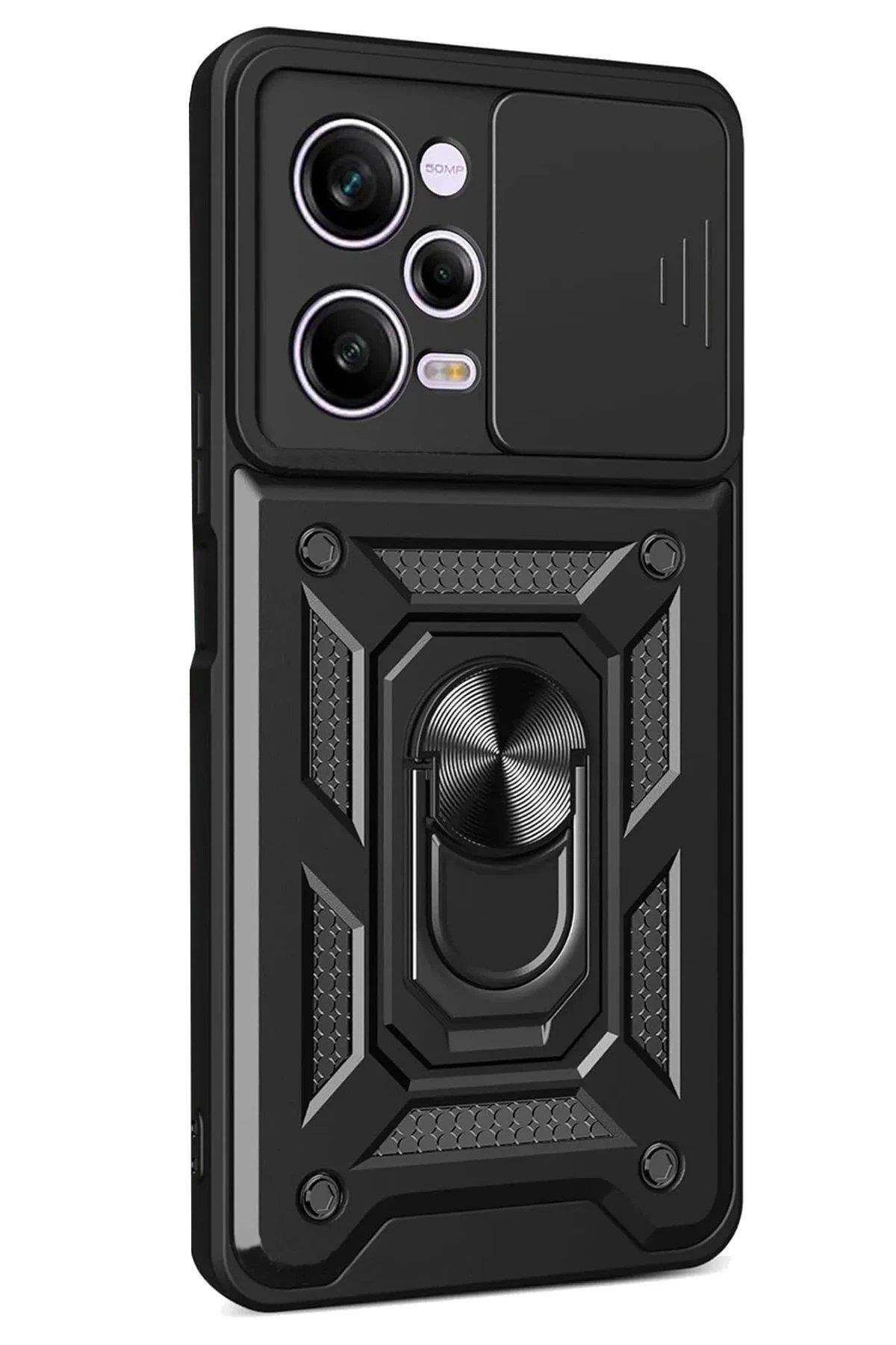 Newface Xiaomi Redmi Note 12 Pro 5G Kılıf Pars Lens Yüzüklü Silikon - Siyah