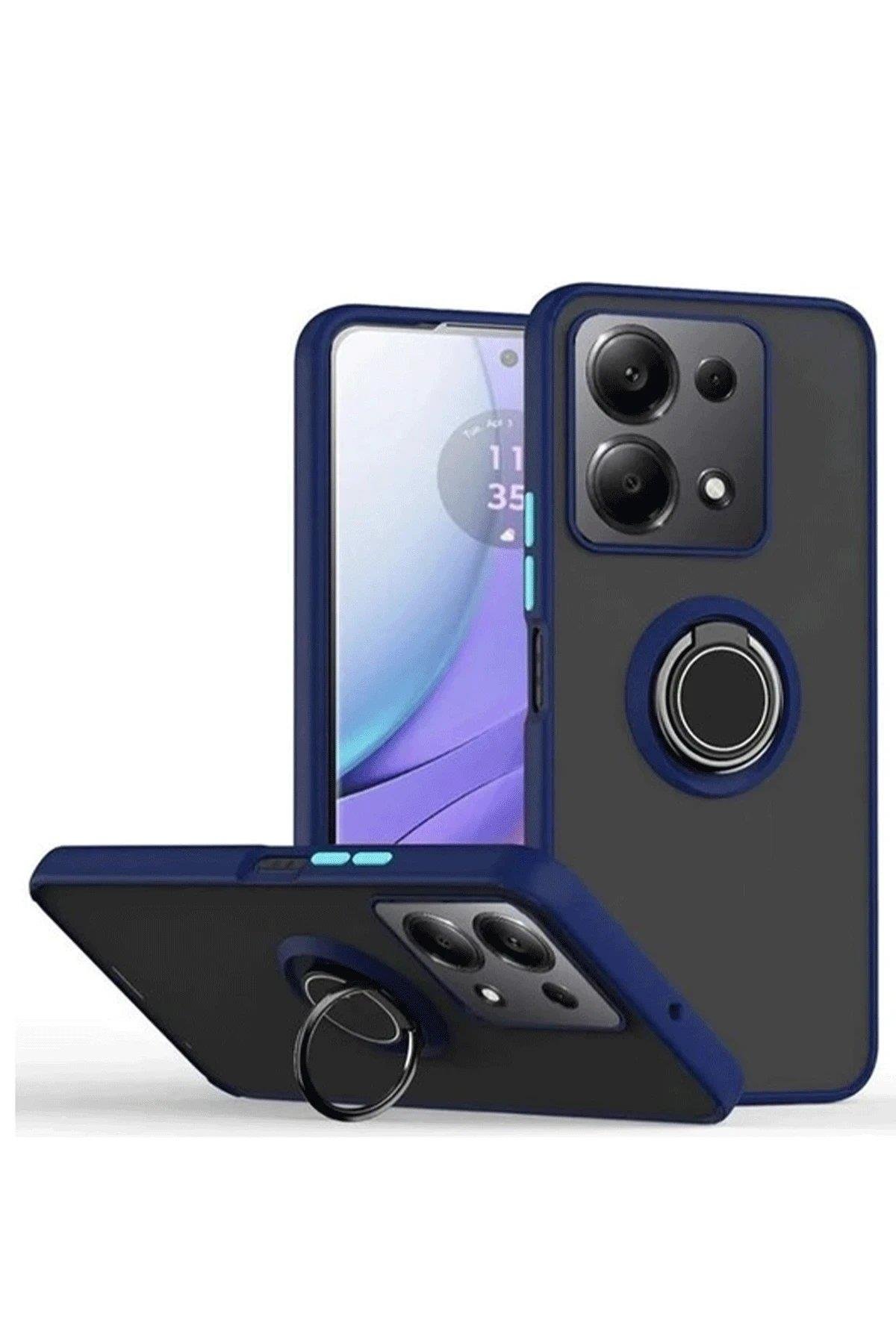 Newface Xiaomi Redmi Note 13 Pro 4G Montreal Yüzüklü Silikon Kapak - Lacivert