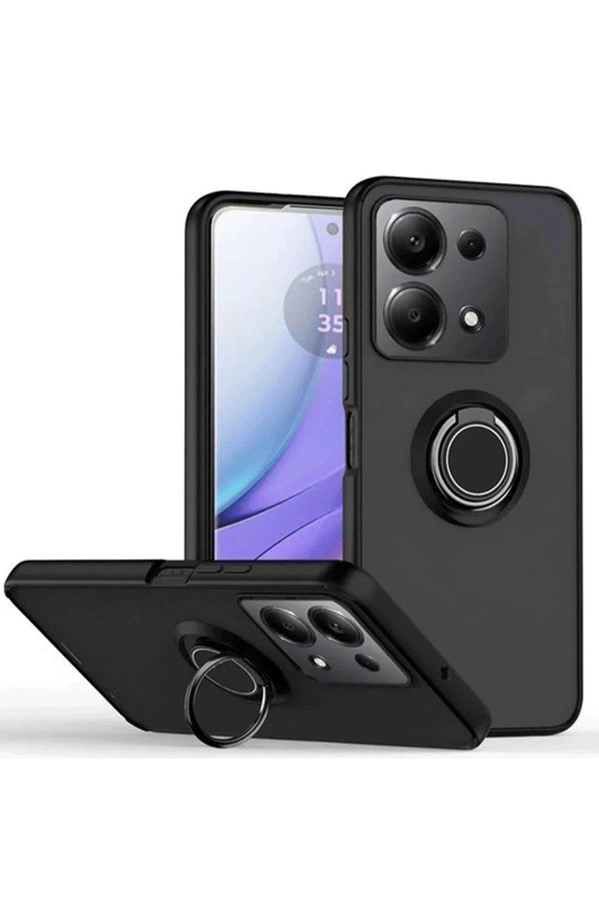 Newface Xiaomi Redmi Note 13 Pro 4G Montreal Yüzüklü Silikon Kapak - Siyah