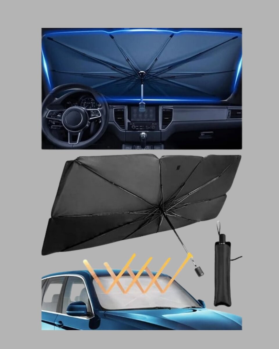 Ön Cam Güneşliği – Kalın Kumaş ve Cam Elyaf İskelet ile Maksimum UV Koruma