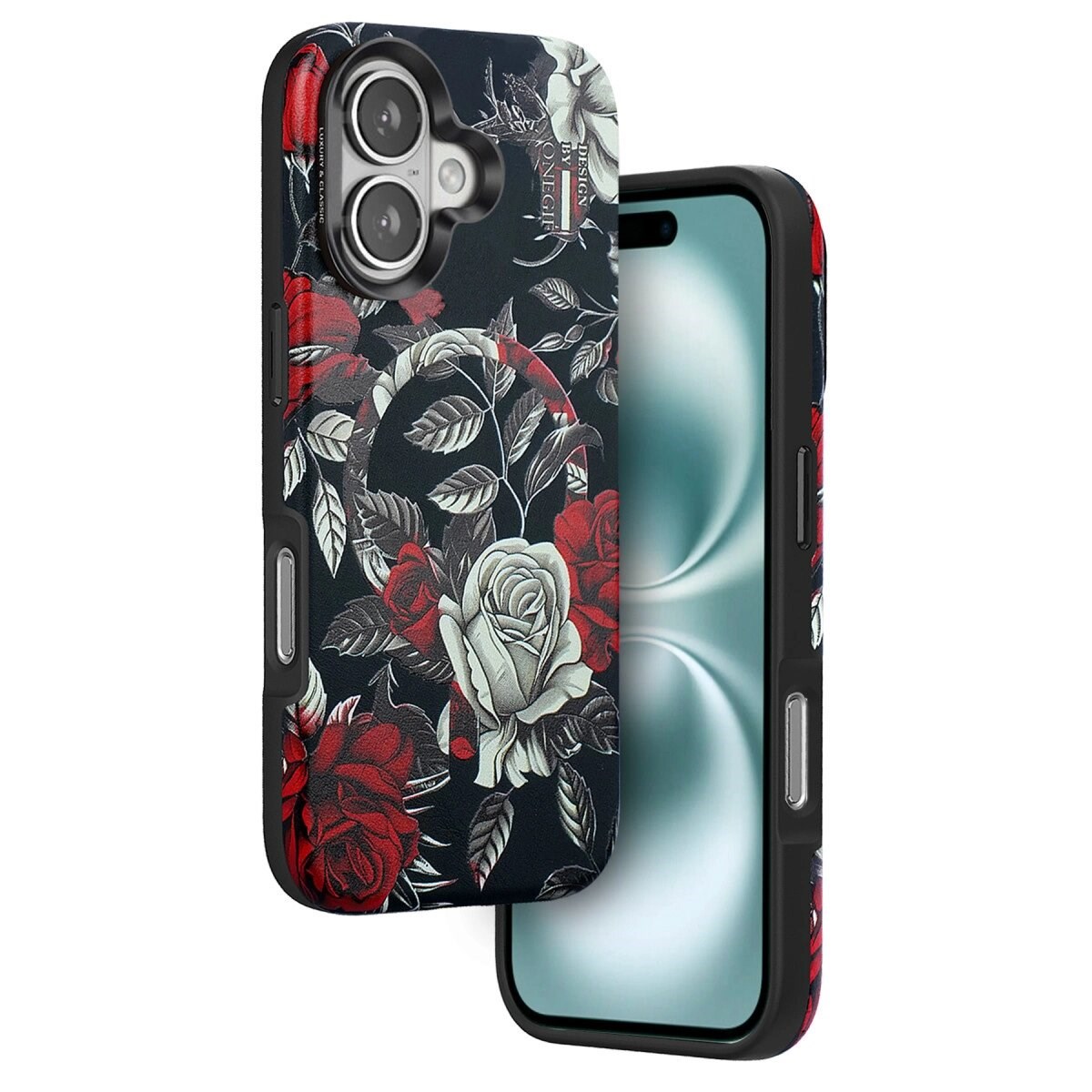 Onegif Apple İphone 16 Flower Series Magsafe Kapak - Siyah