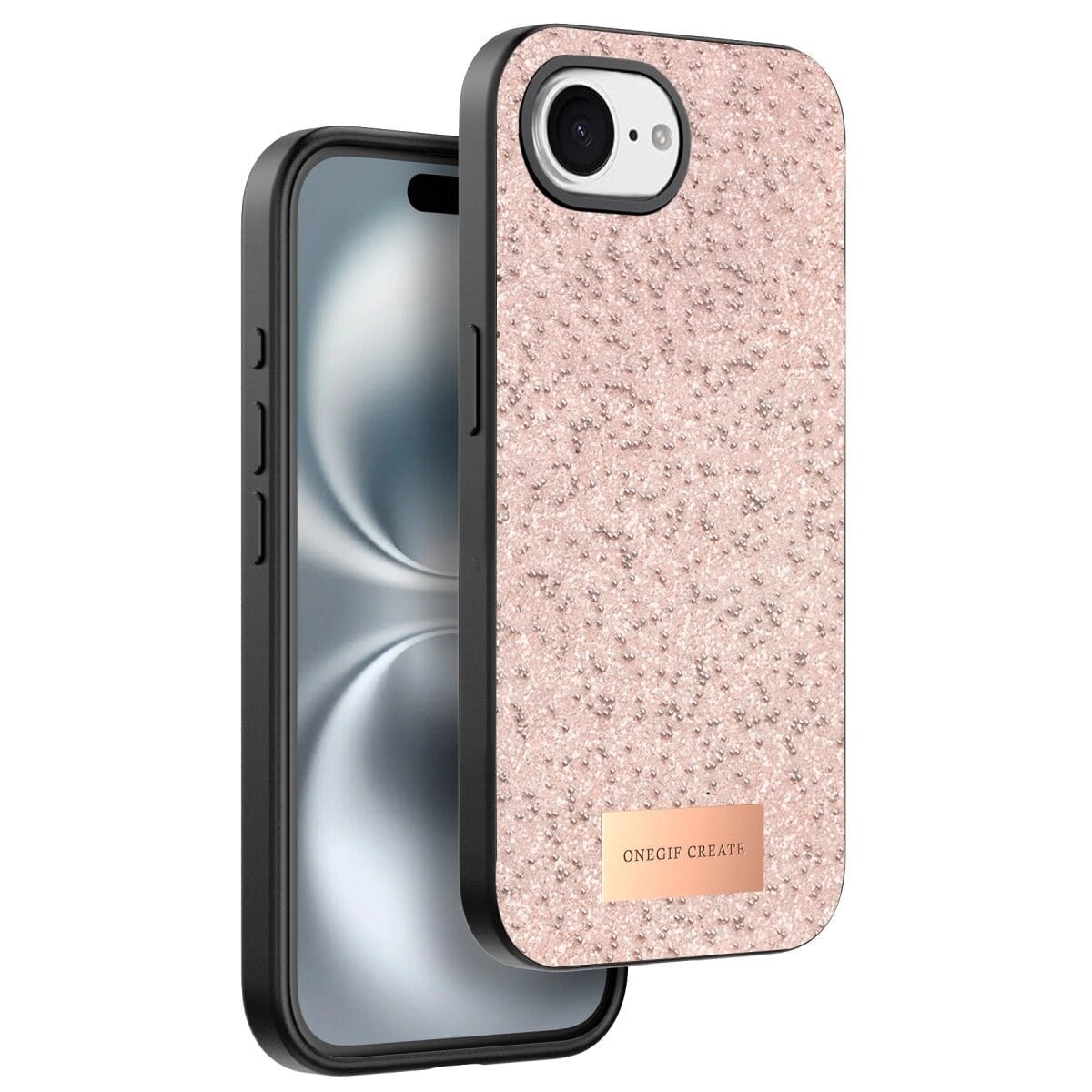 Onegif Apple İphone 16e Bright Simli Kapak - Pembe