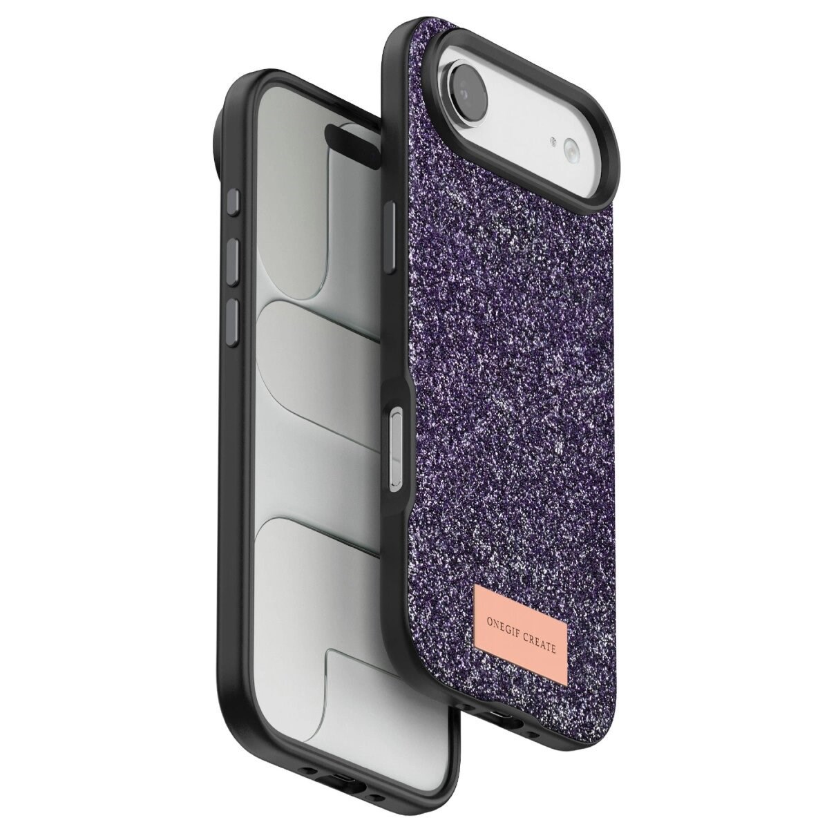 Onegif Apple İphone 17 Air Bright Simli Kapak - Derin Mor