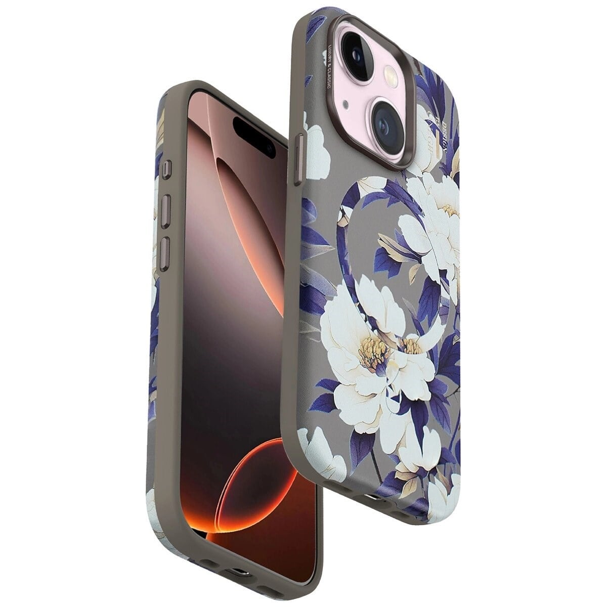 Onegif İphone 15 Flower Series Magsafe Kapak - Gri