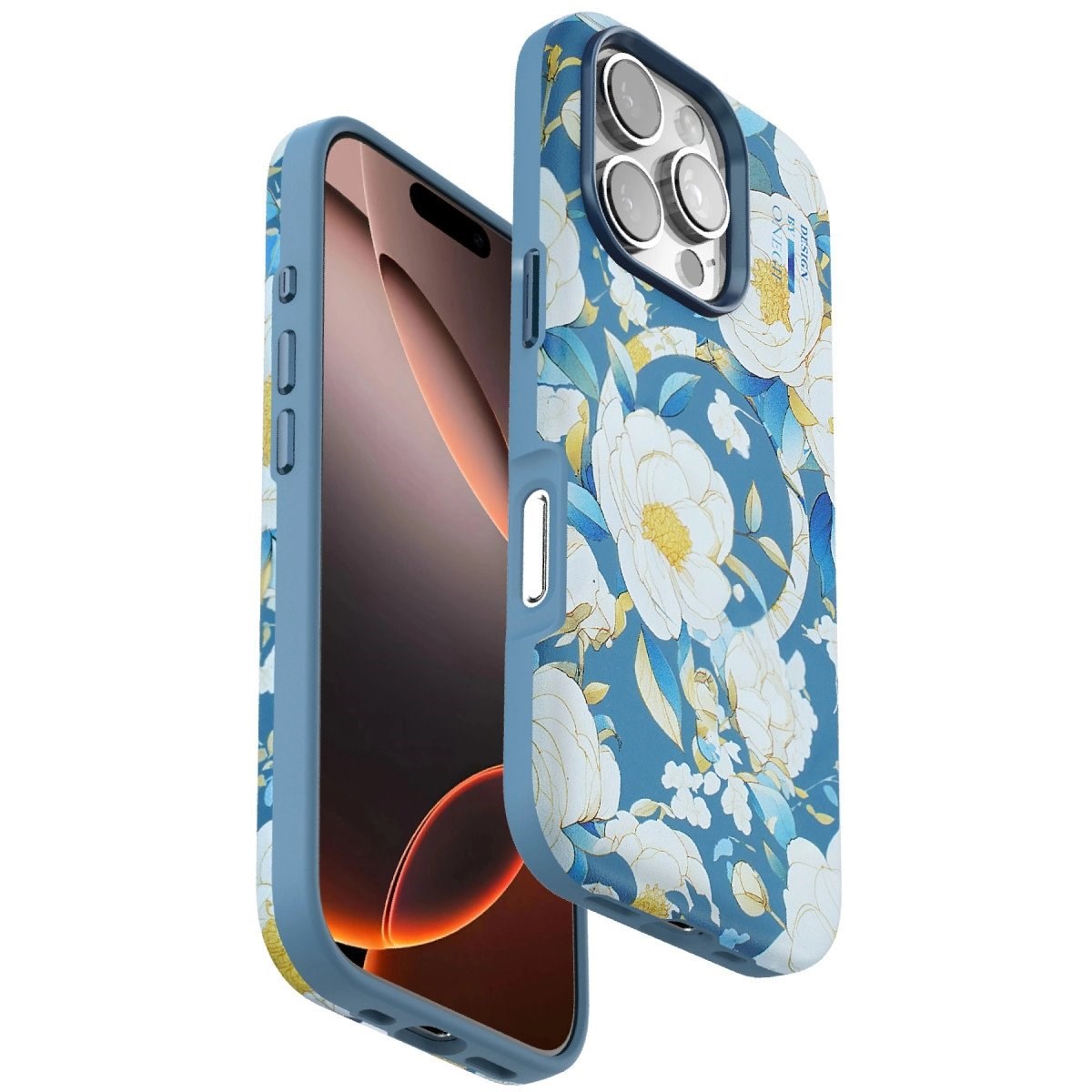 Onegif İphone 16 Pro Flower Series Magsafe Kapak - Mavi