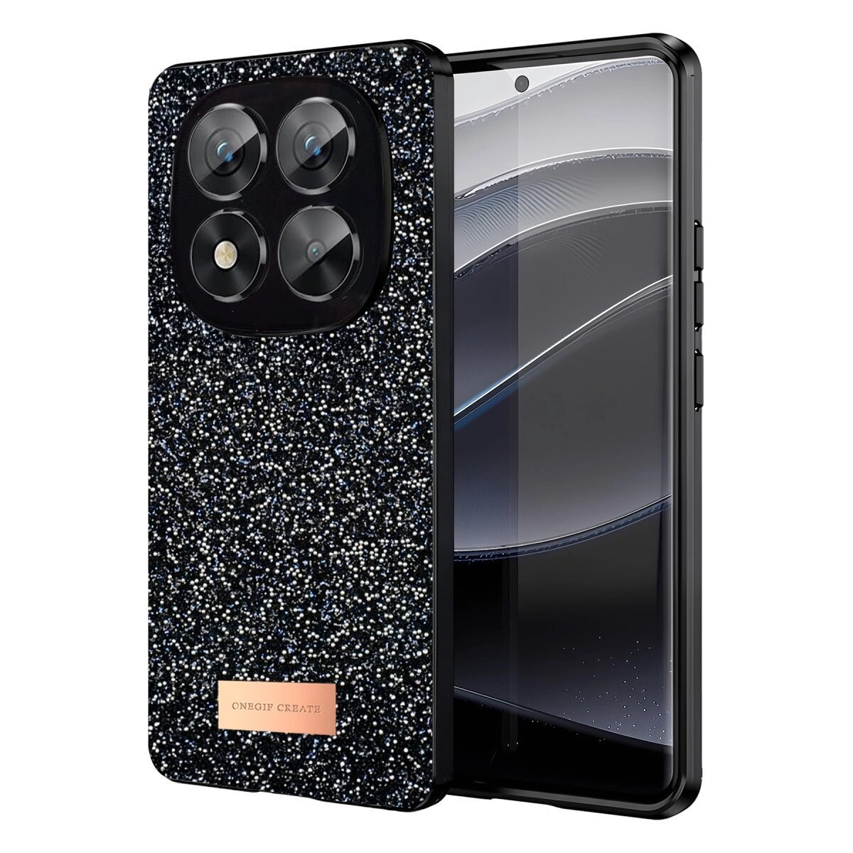 Onegif Xiaomi Redmi Note 14 Pro 5g Bright Simli Kapak - Siyah