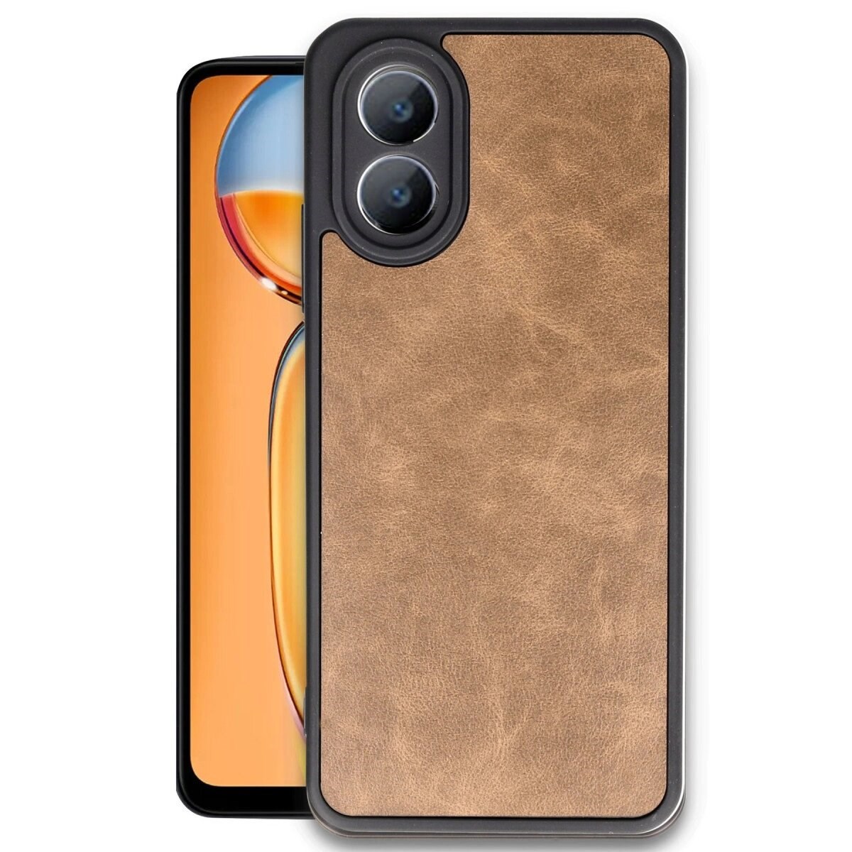 Oppo A38 Kılıf Aras Deri Kapak - Taba