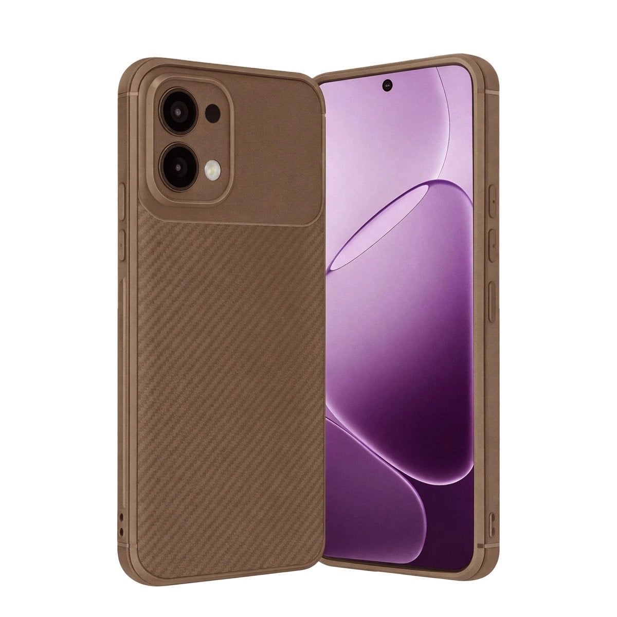 Oppo A6 Pro 4g Auto Focus Karbon Kapak - Kahverengi