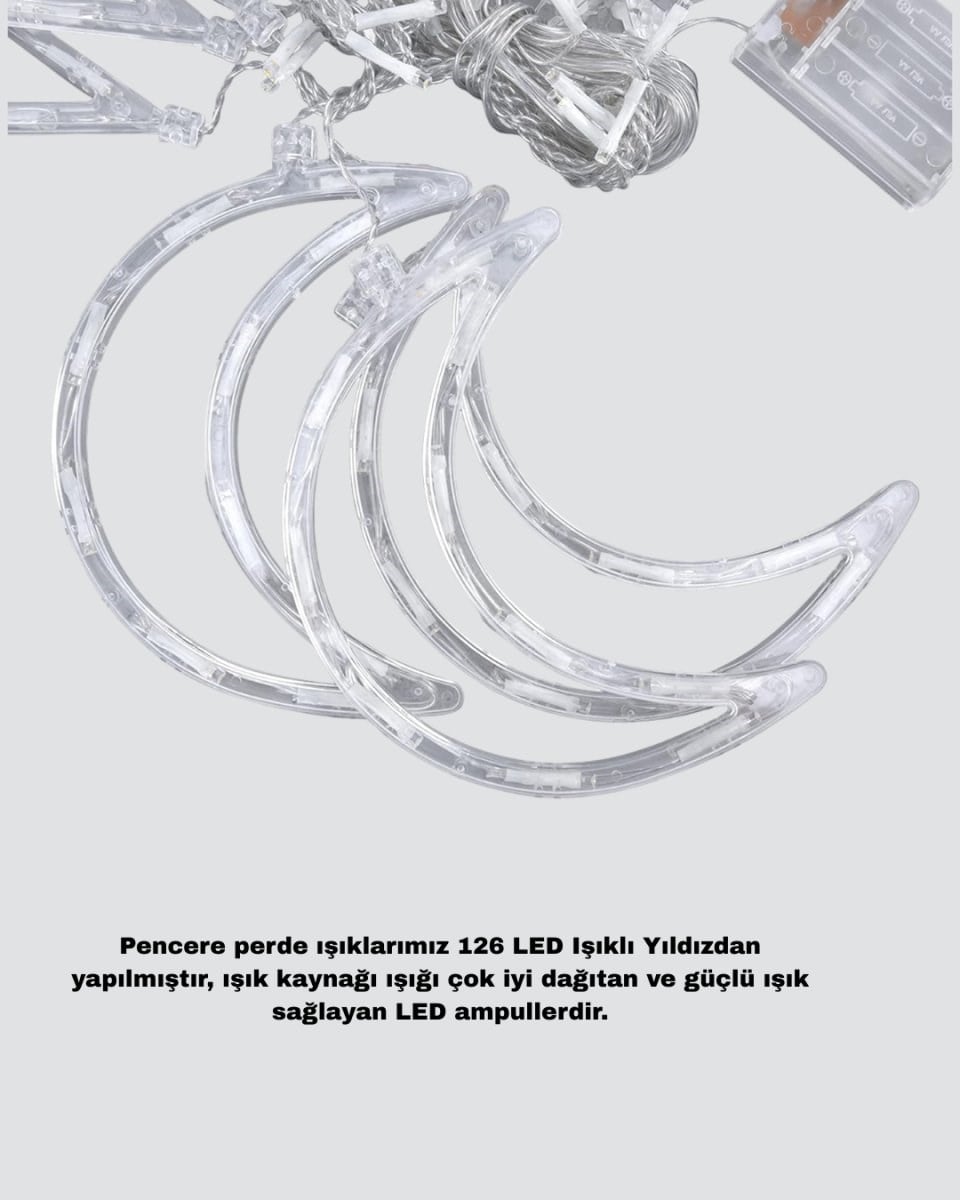 Prizli Perde LED Işık Yıldız ve Ay Figürlü Romantik Aydınlatma