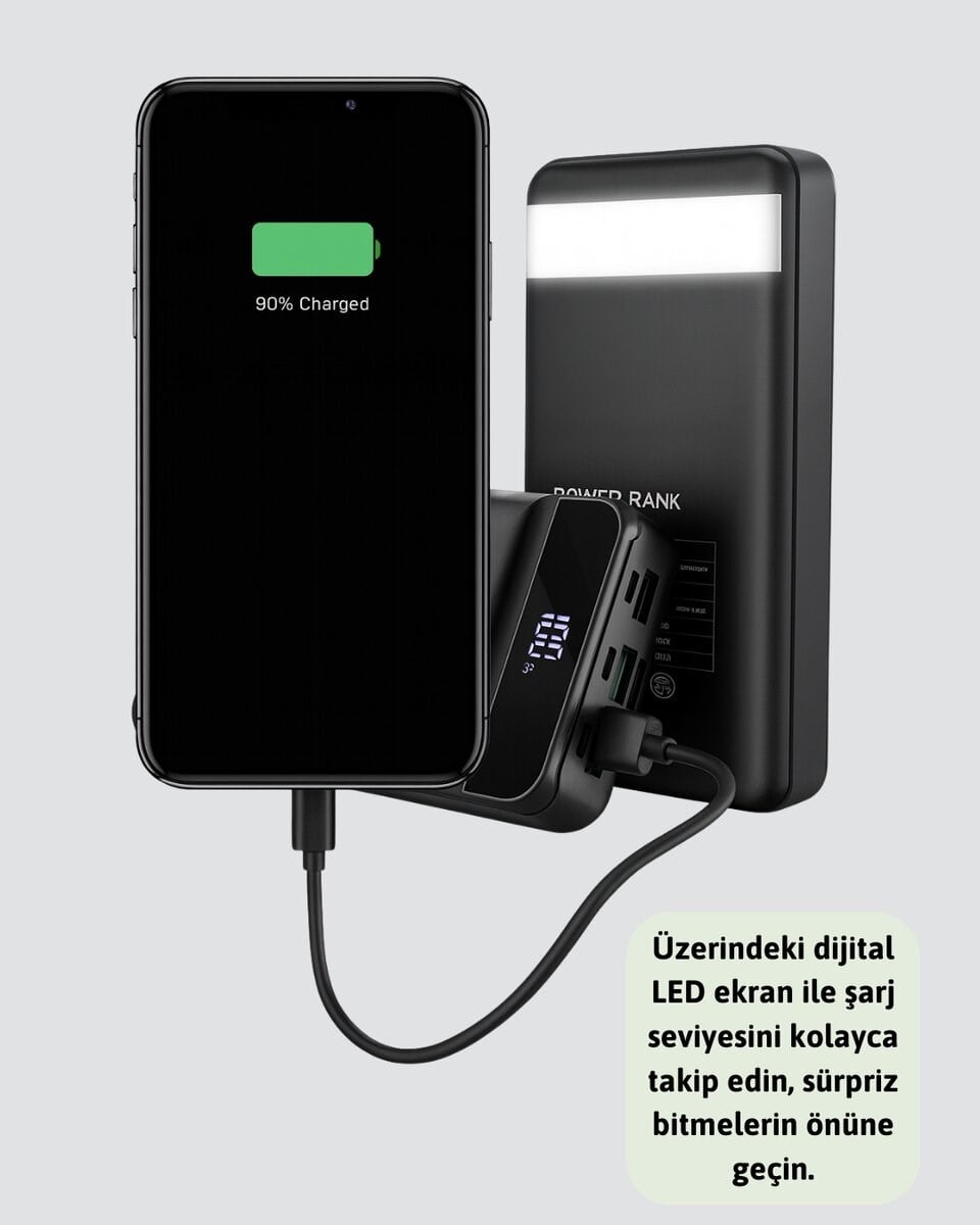Profesyonel 50.000 mAh Powerbank – Aynı Anda Birden Fazla Cihaz Şarj Eden, Dayanıklı ve Güvenli Taşınabilir Şarj Cihazı