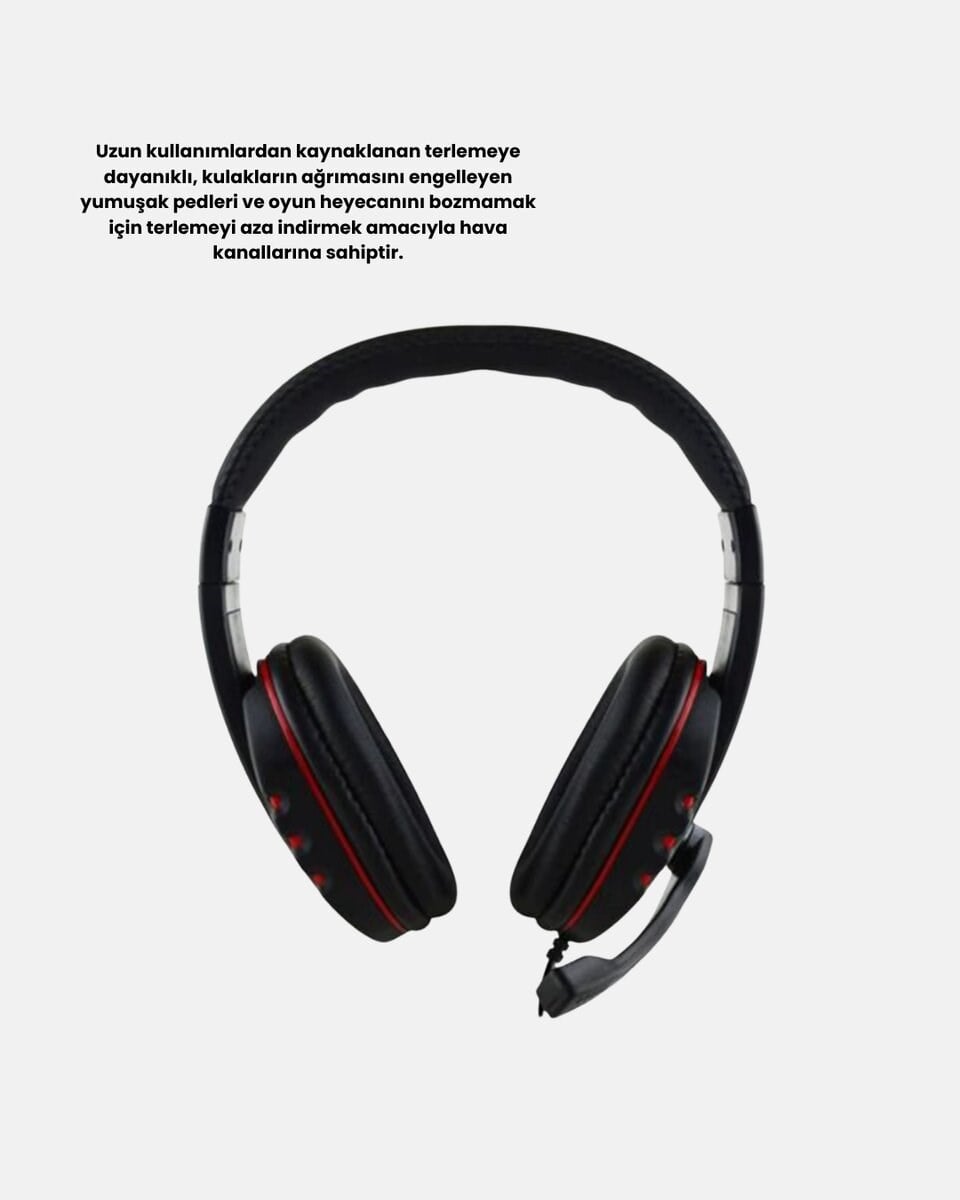 Profesyonel Gaming Kulaklık – Mikrofonlu, Yumuşak Pedli, Stereo Ses Kalitesi, Tere Dayanıklı