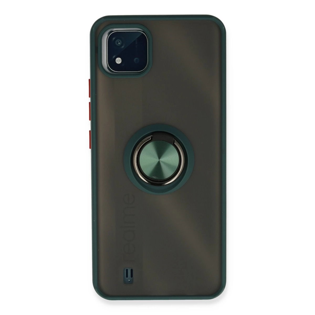 Realme C11 2021 Kılıf Montreal Yüzüklü Silikon Kapak - Yeşil
