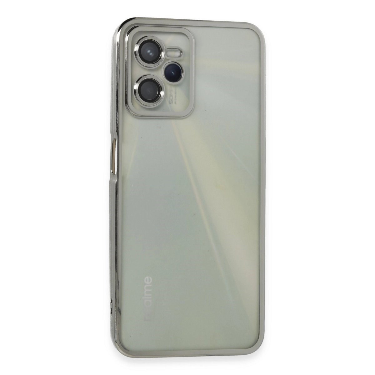 Realme C35 Kılıf Razer Lensli Silikon - Gümüş