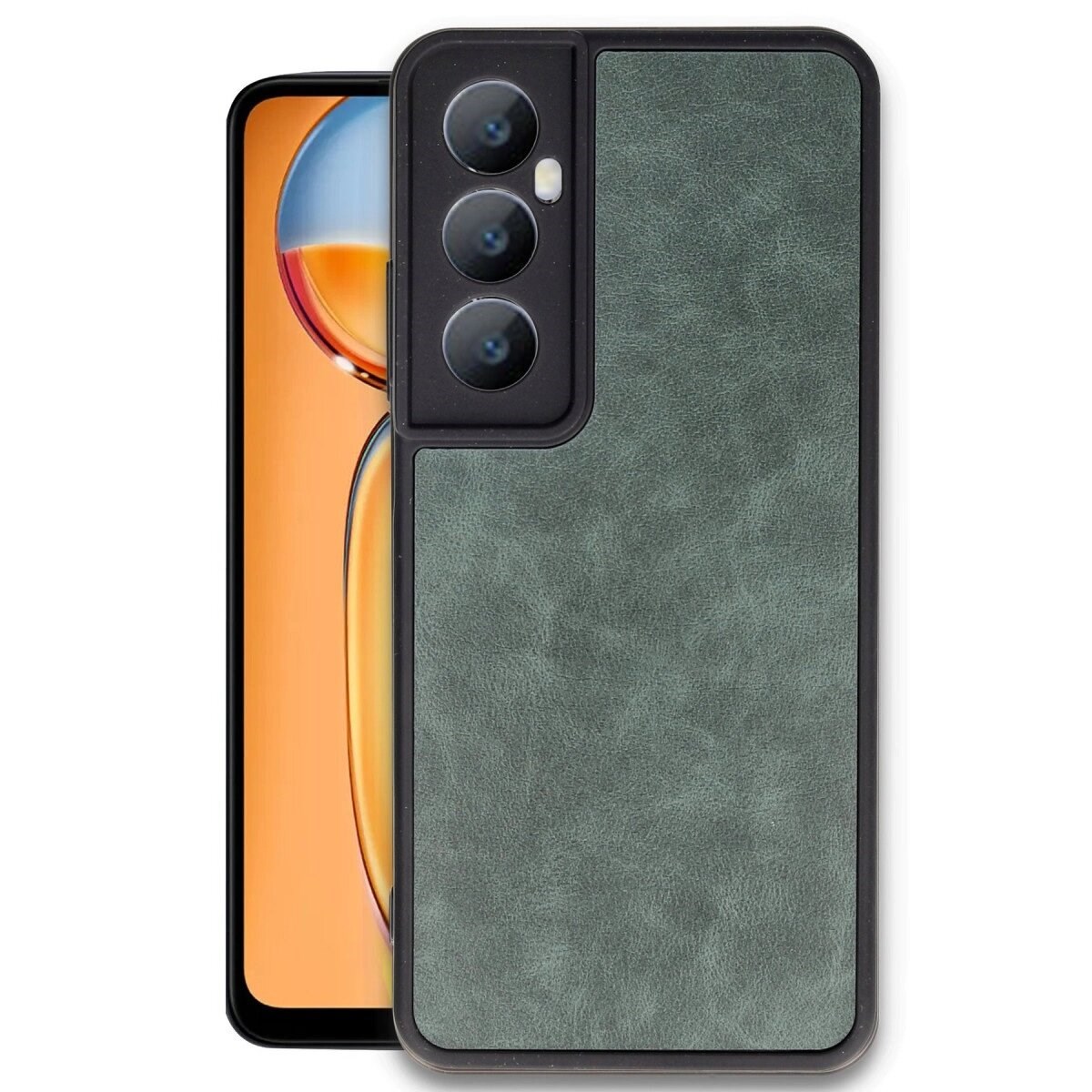 Realme C65 Kılıf Aras Deri Kapak - Koyu Yeşil