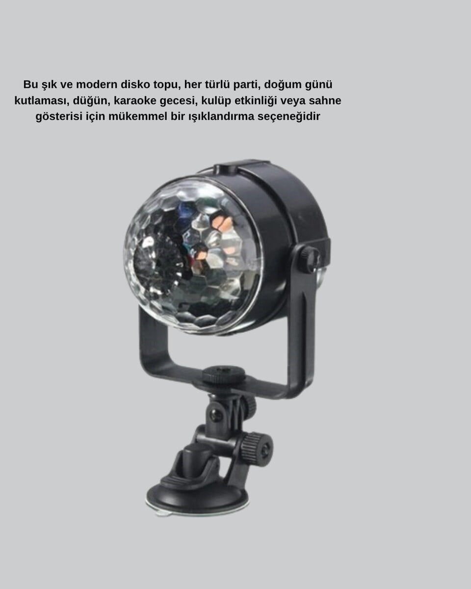 Ritme Duyarlı LED Disko Topu – Renkli Işık Gösterili Parti Lambası