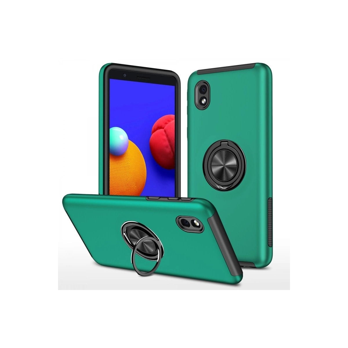 Samsung Galaxy A01 Core Kılıf Elit Yüzüklü Kapak - Yeşil