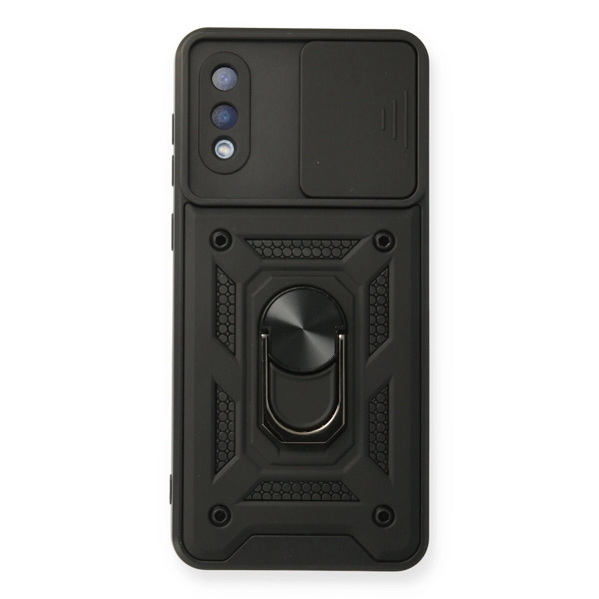 Samsung Galaxy A02 Kılıf Pars Lens Yüzüklü Silikon - Siyah