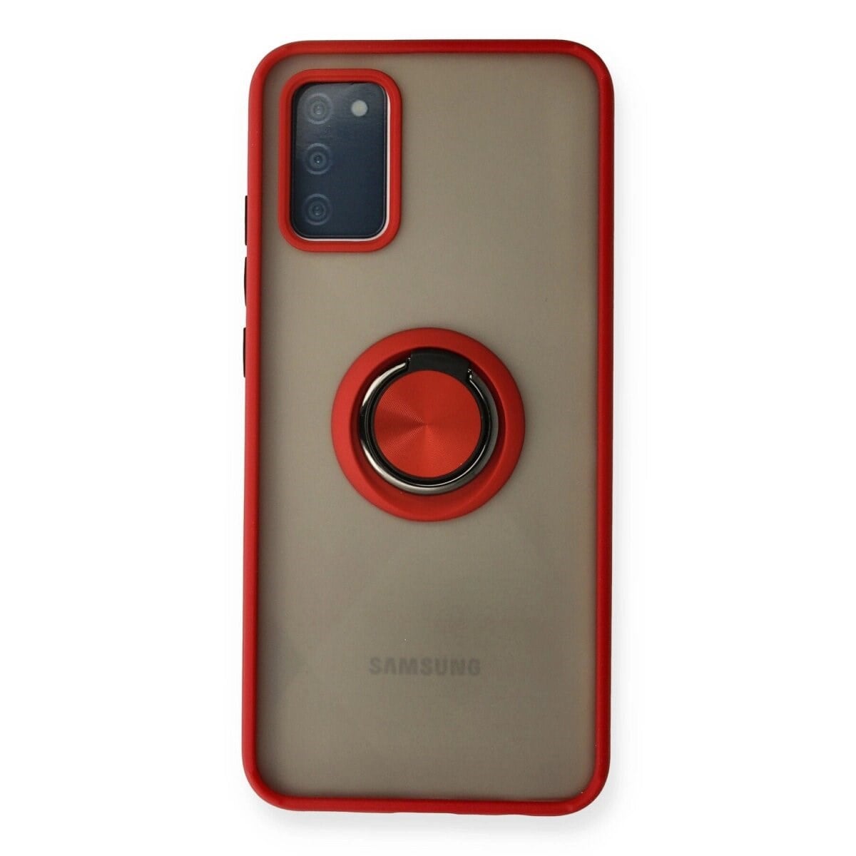 Samsung Galaxy A02s Kılıf Montreal Yüzüklü Silikon Kapak - Kırmızı